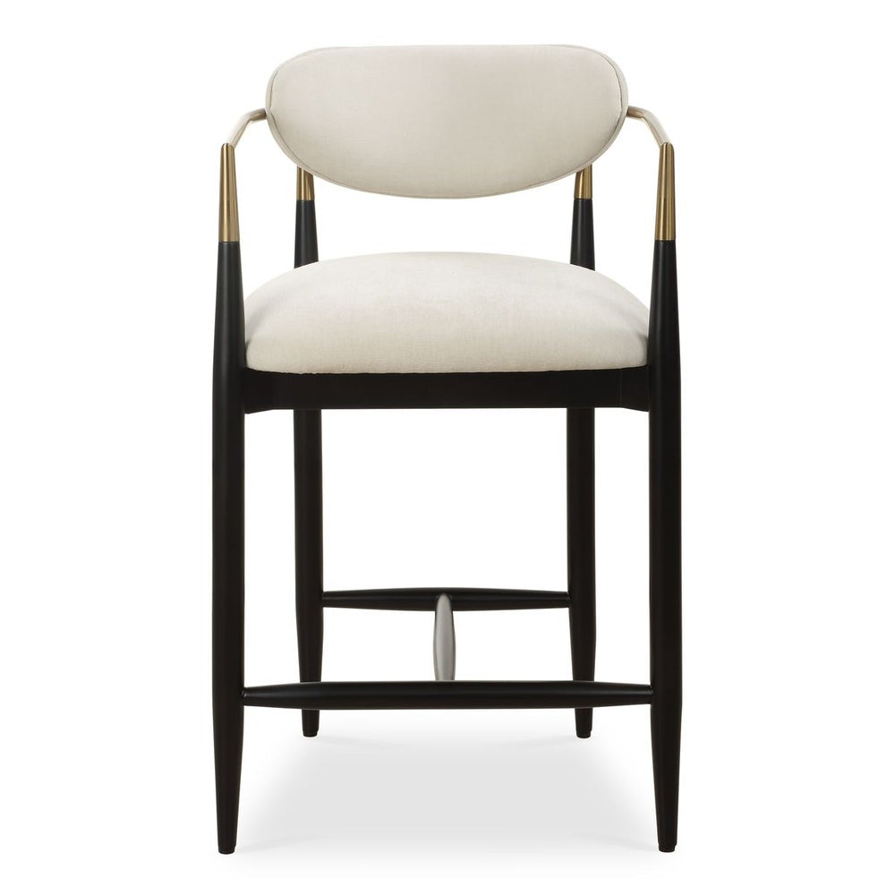 Uttermost Moxie Off-White Velvet Counter Stool With Matte Black Wood and Brushed Brass Frame - Image 2
