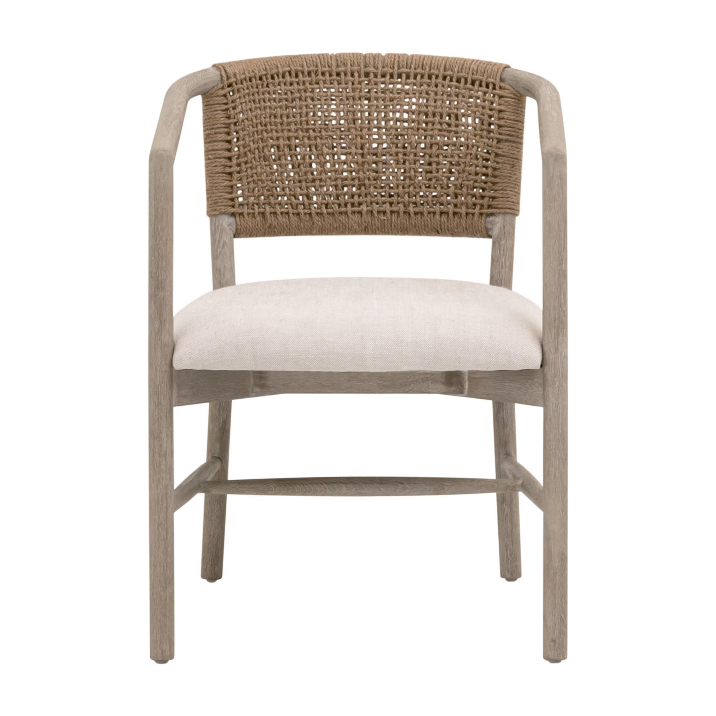 Essentials For Living Juxaposition Accent Chair~ Bisque, Natural Gray Oak, Jute Twine (SET of 2)