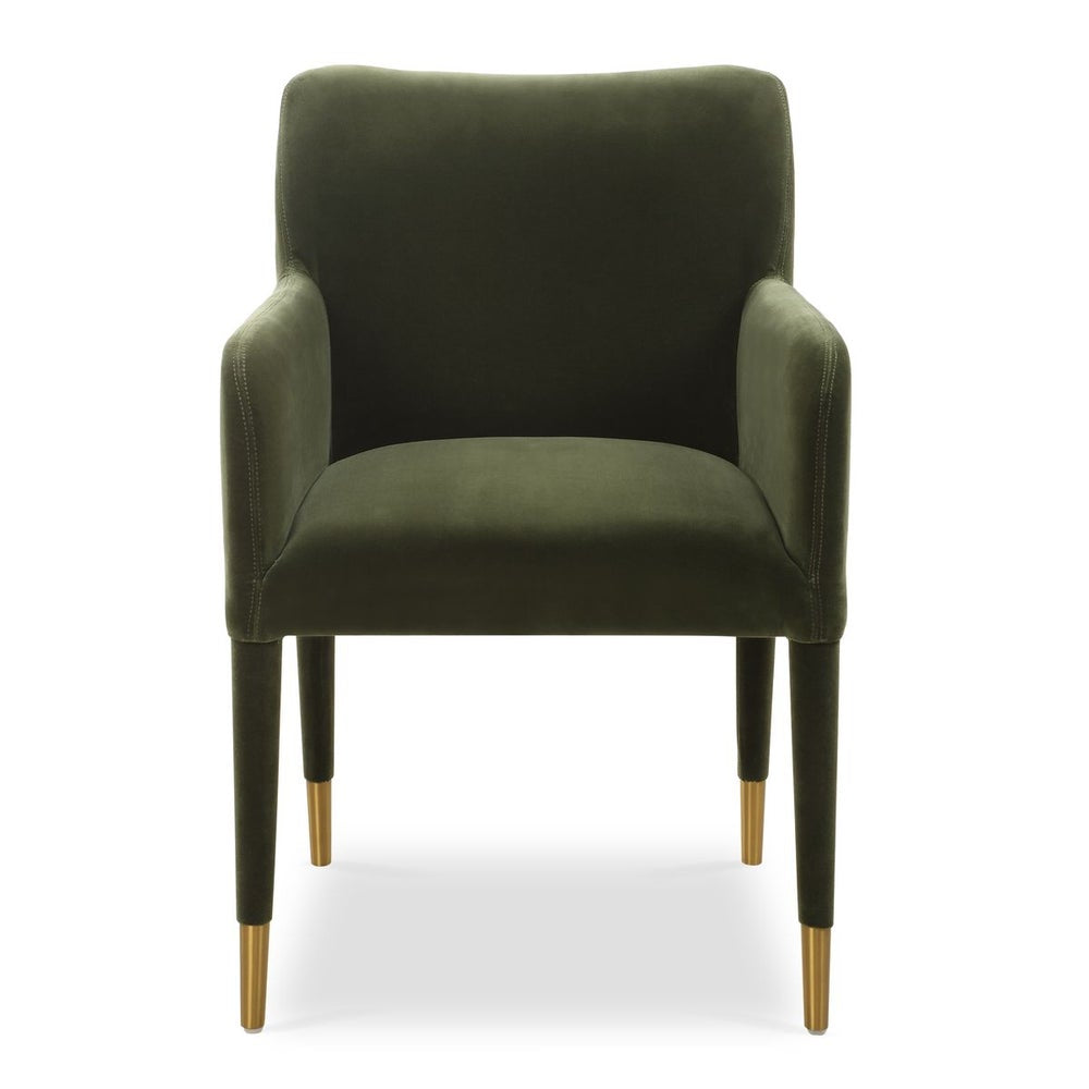 Uttermost Conifer Moss Green Velvet Modern Dining Armchair - Image 2