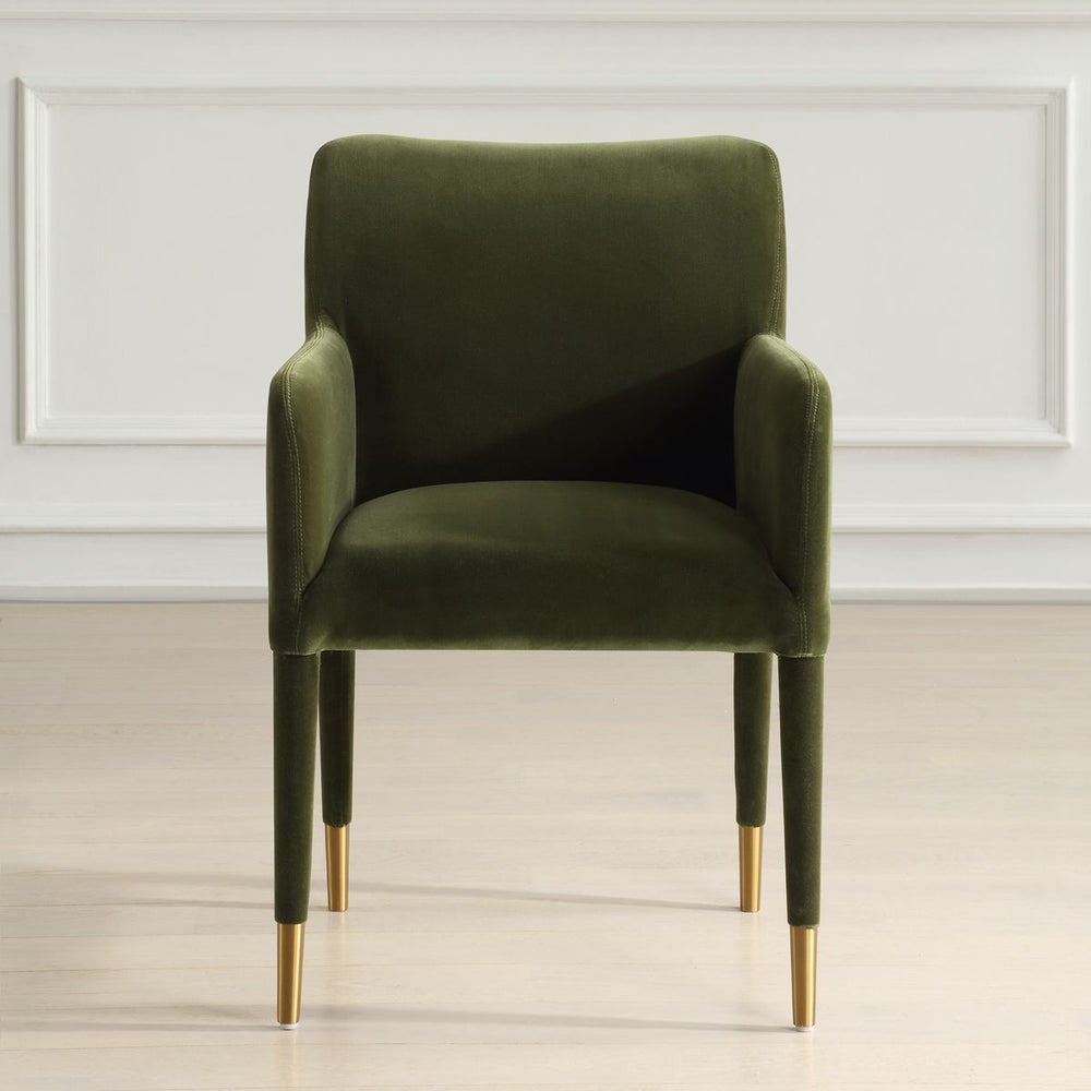 Uttermost Conifer Moss Green Velvet Modern Dining Armchair - Image 1