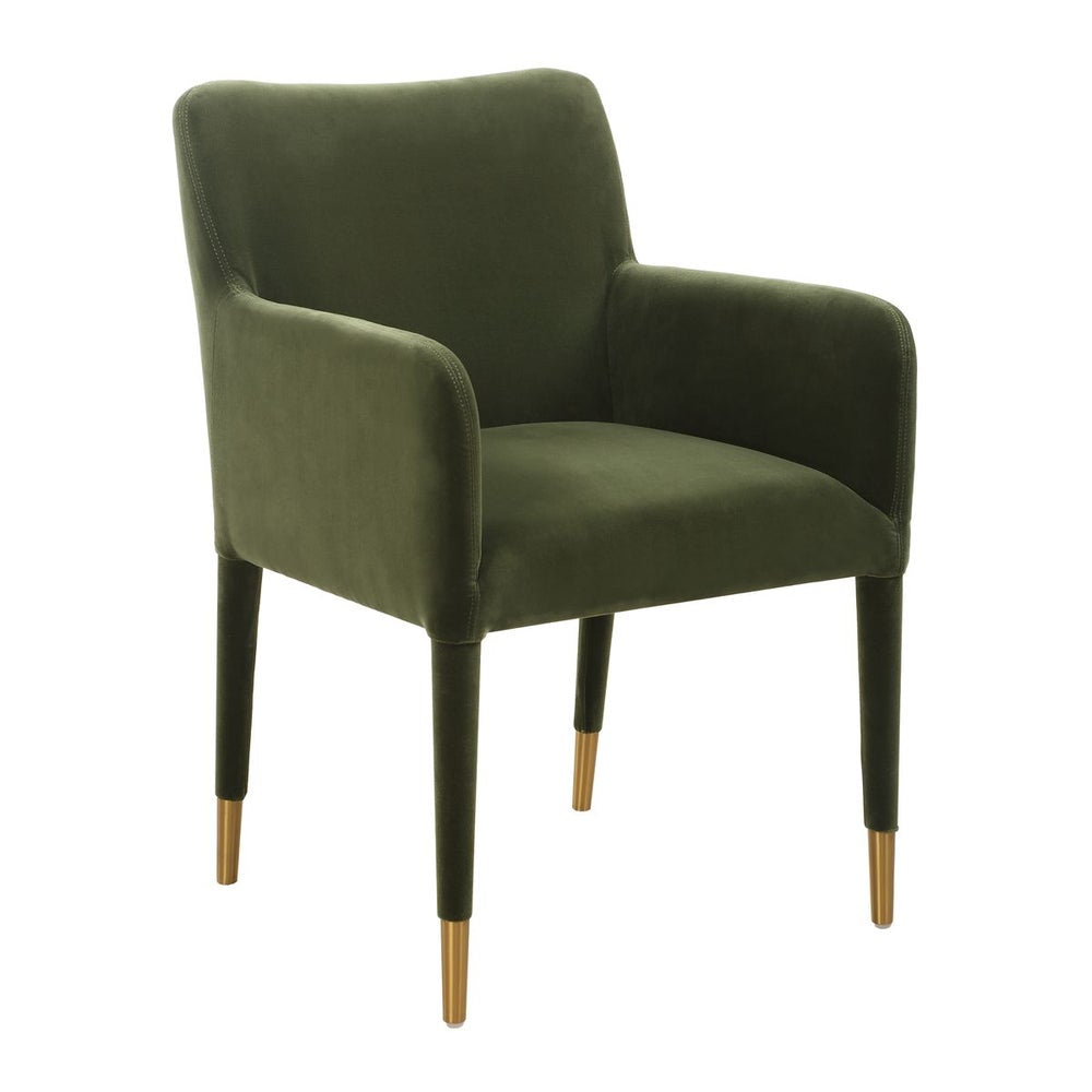 Uttermost Conifer Moss Green Velvet Modern Dining Armchair - Image 3