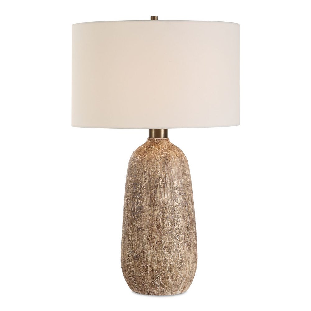 Uttermost Napier Earthy Toned Ceramic Base Table Lamp With White Linen Shade - Image 2