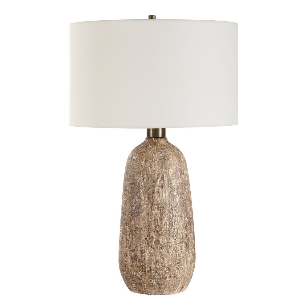 Uttermost Napier Earthy Toned Ceramic Base Table Lamp With White Linen Shade - Image 3