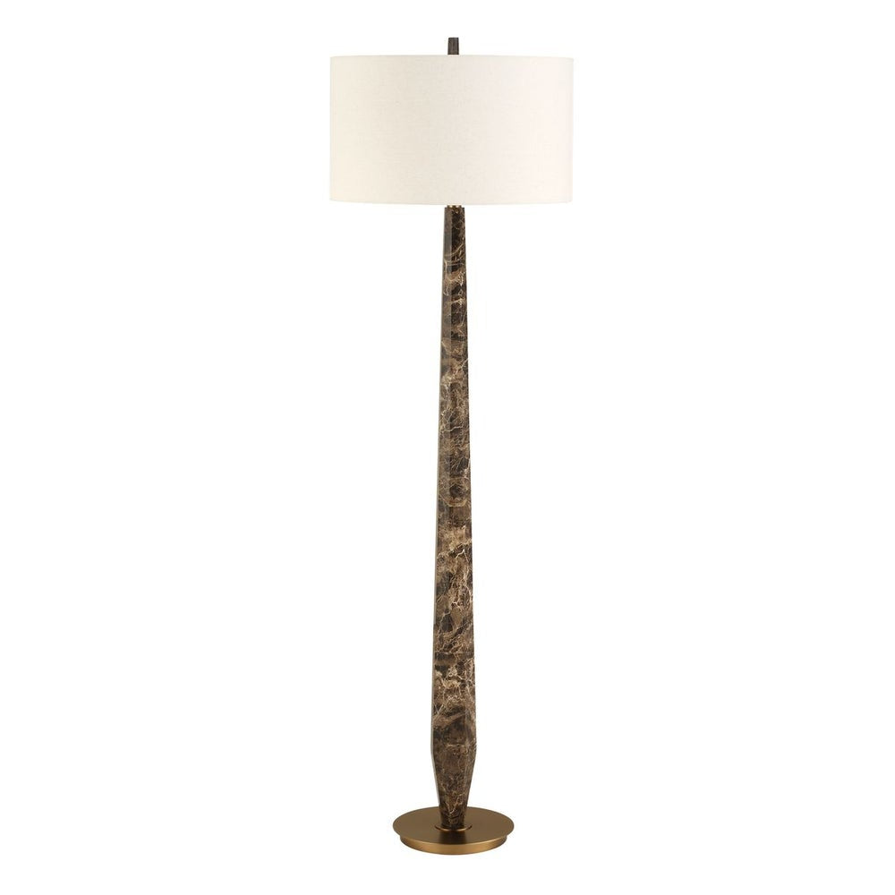 Uttermost Tyree Brown Marble Floor Lamp With Off White Linen Shade - Image 3
