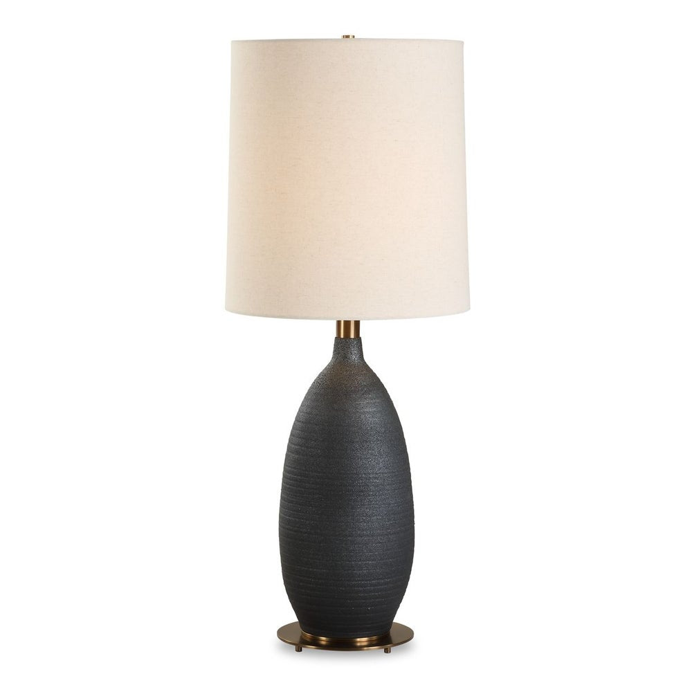 Uttermost Bower Modern Matte Black Glazed Base Table Lamp With White Shade - Image 2