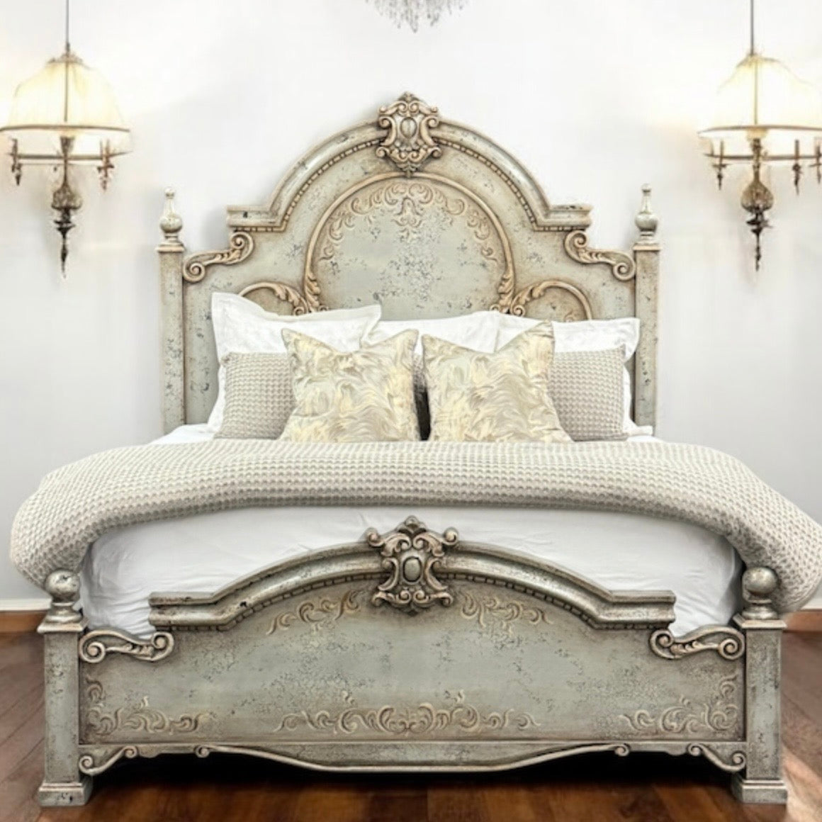 Casa Bonita Peruvian Hand-Painted Carved Wood Montelena King Size Bed - Image 1