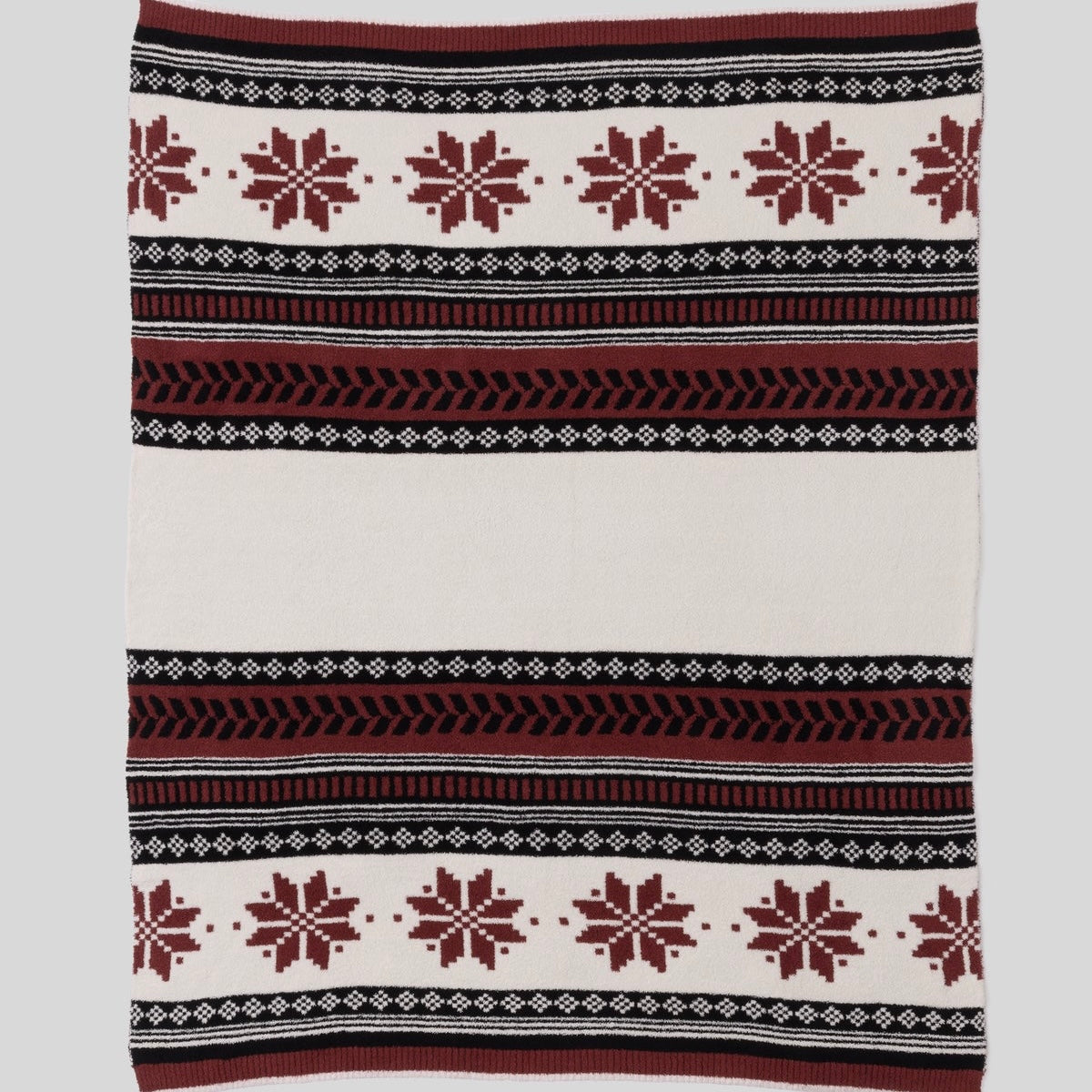 Barefoot Dreams CozyChic Fair Isle Throw Blanket ~ Crimson - Image 2