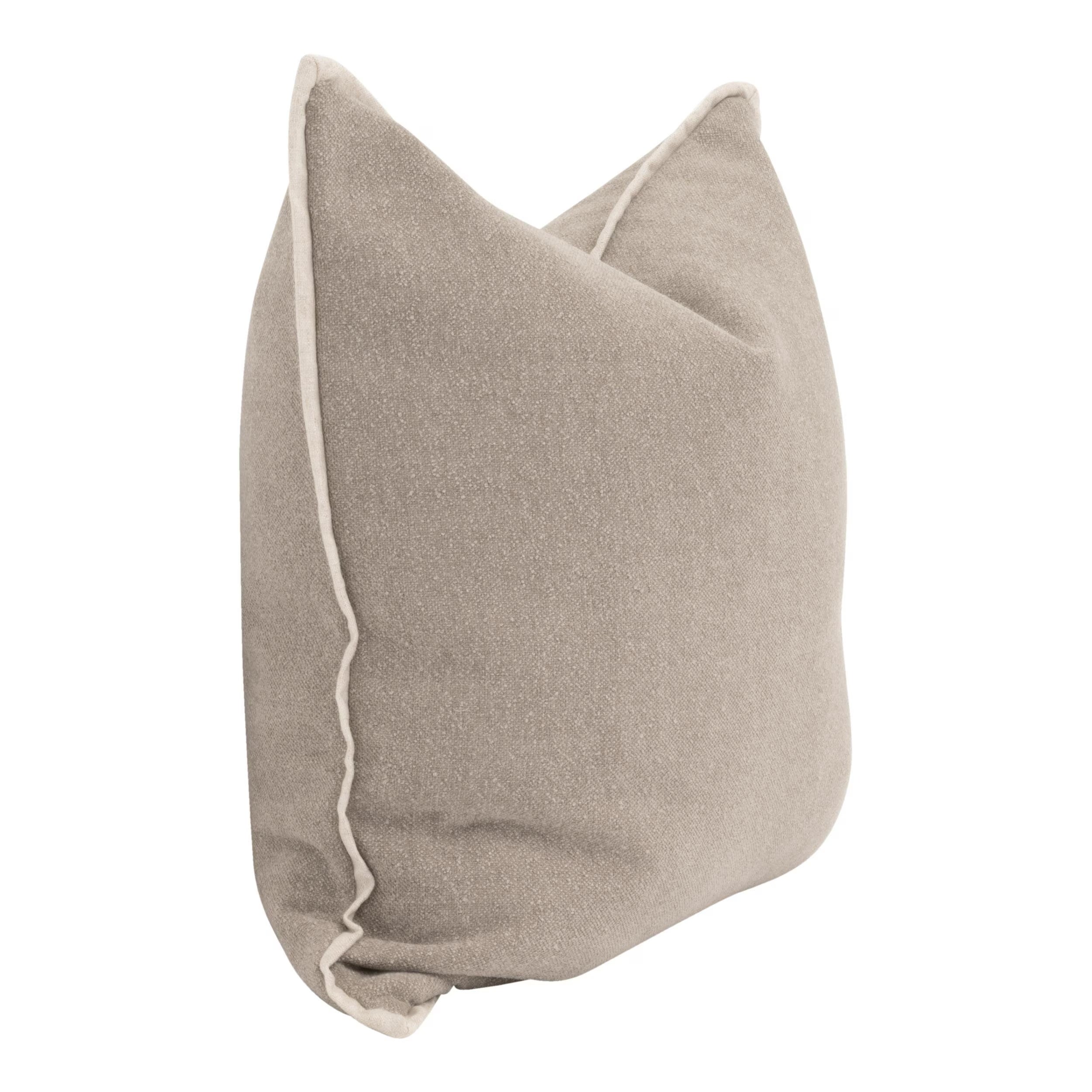 Essentials For Living The Not So Basic 22” Pillow ~ Performance Latte Micro Boucle, Jute Flat Piping - Image 2