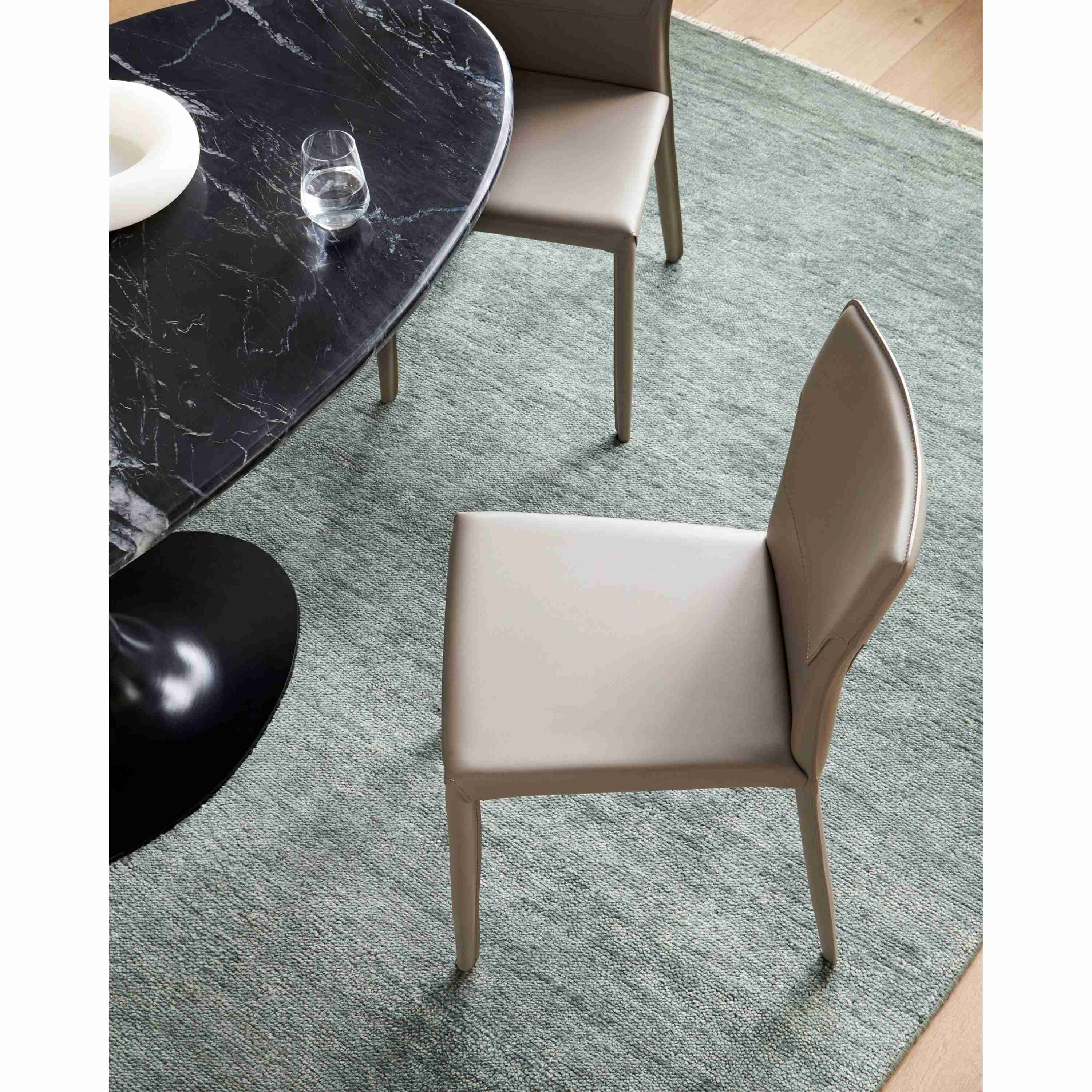 Surya Eric Modern Khaki Faux Leather Set of 2 Dining Chairs - Image 2