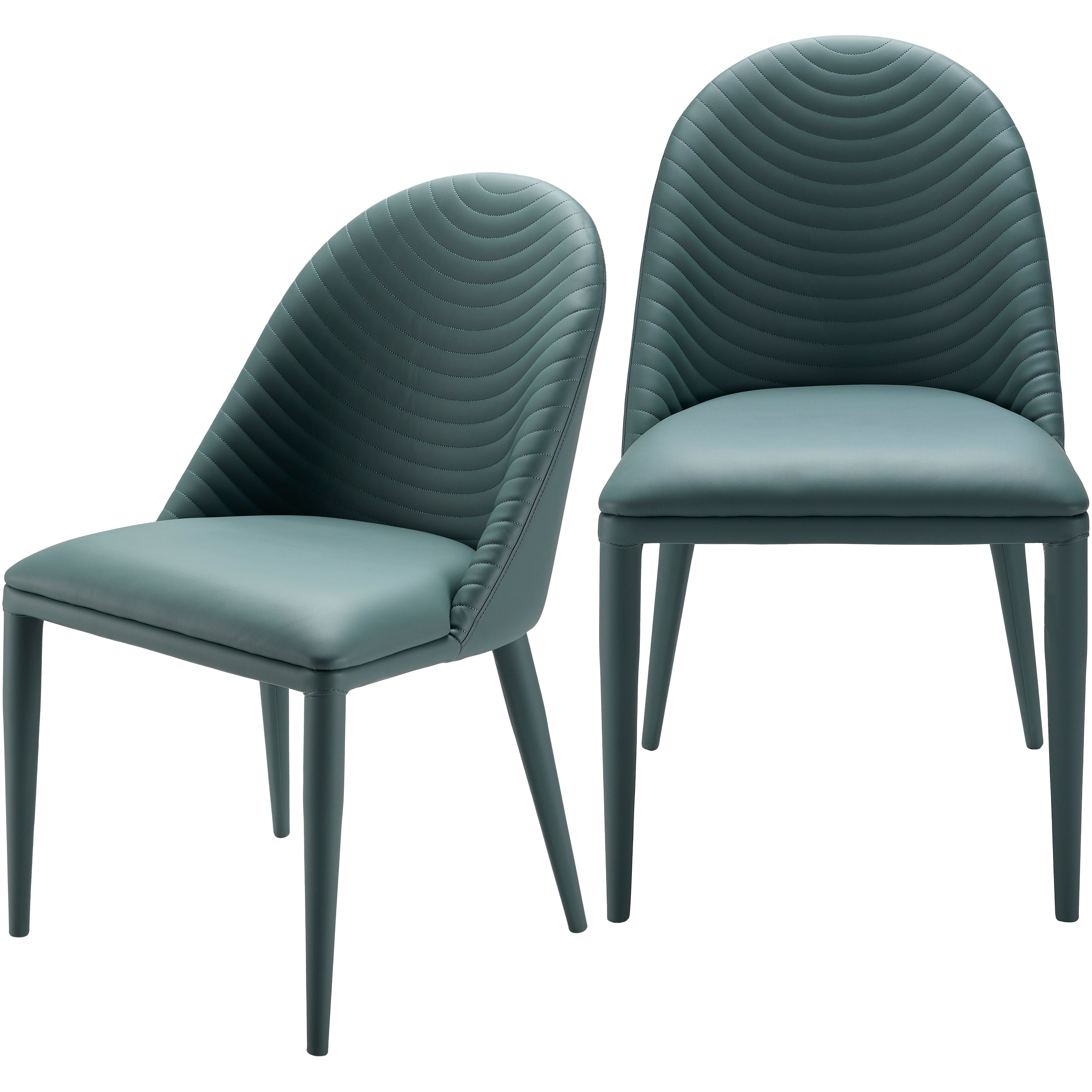 Surya Lacey Modern Teal Blue Faux Leather Set of 2 Dining Chairs - Image 1