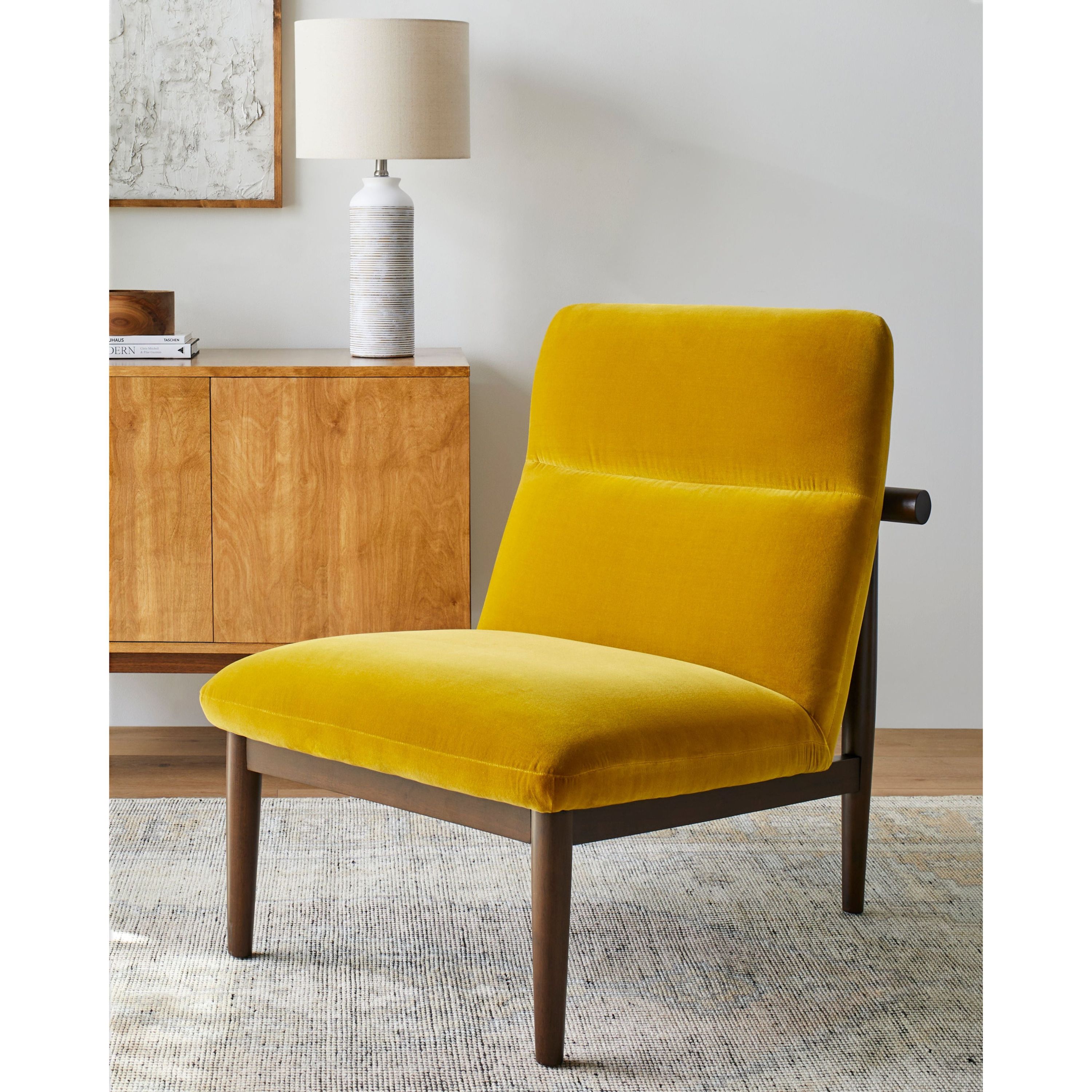 Surya Marsick Modern Marigold Armless Accent Chair With Wood Legs - Image 1