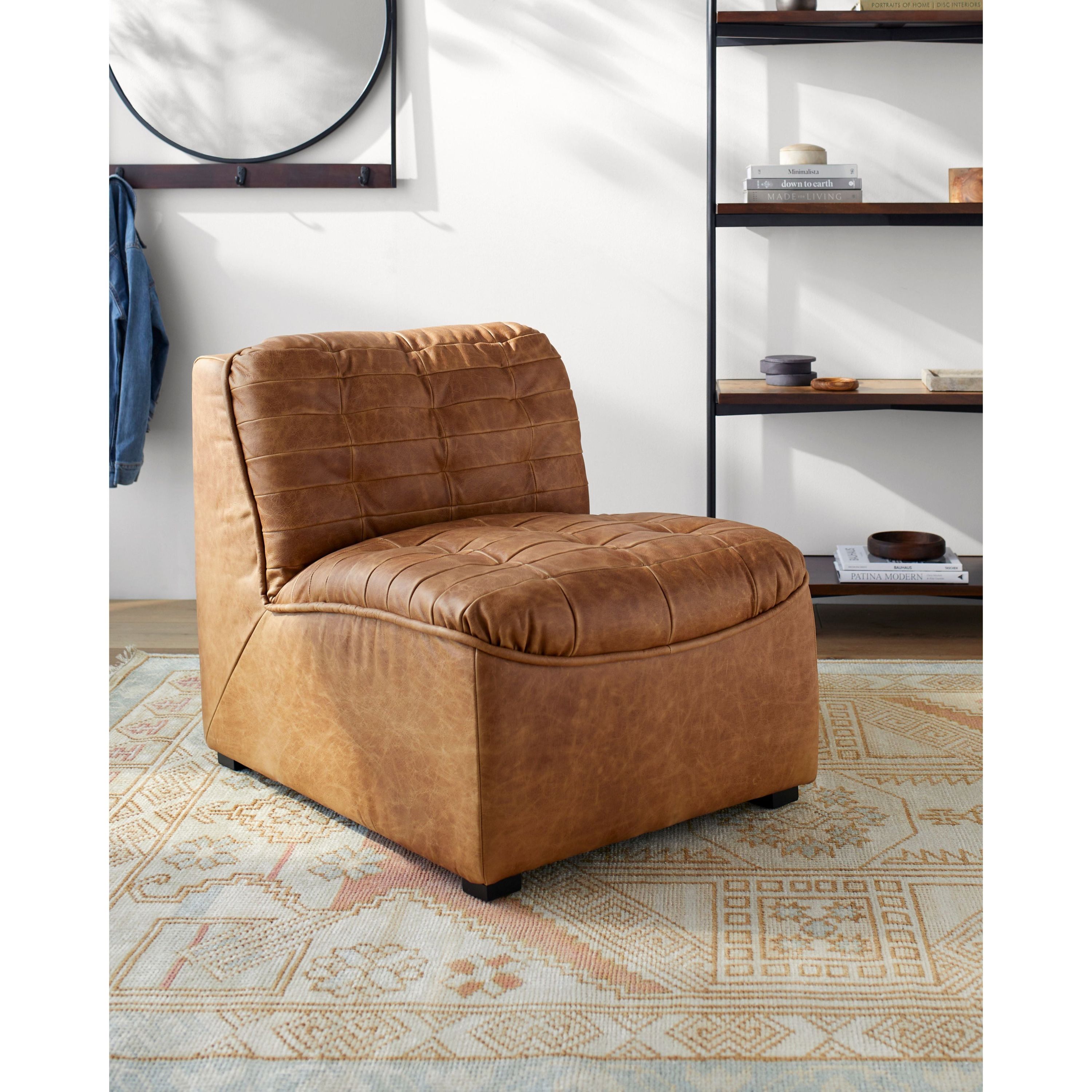 Surya Oryan Modern Cognac Leather Modular Chair - Image 1