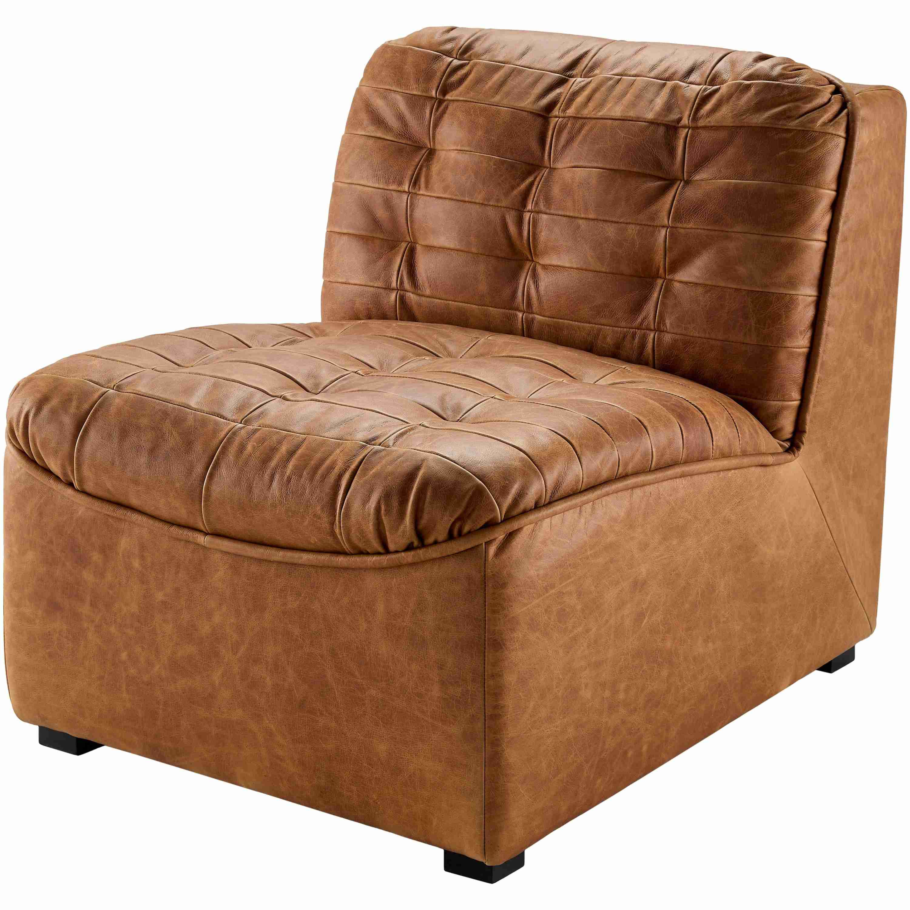 Surya Oryan Modern Cognac Leather Modular Chair - Image 2