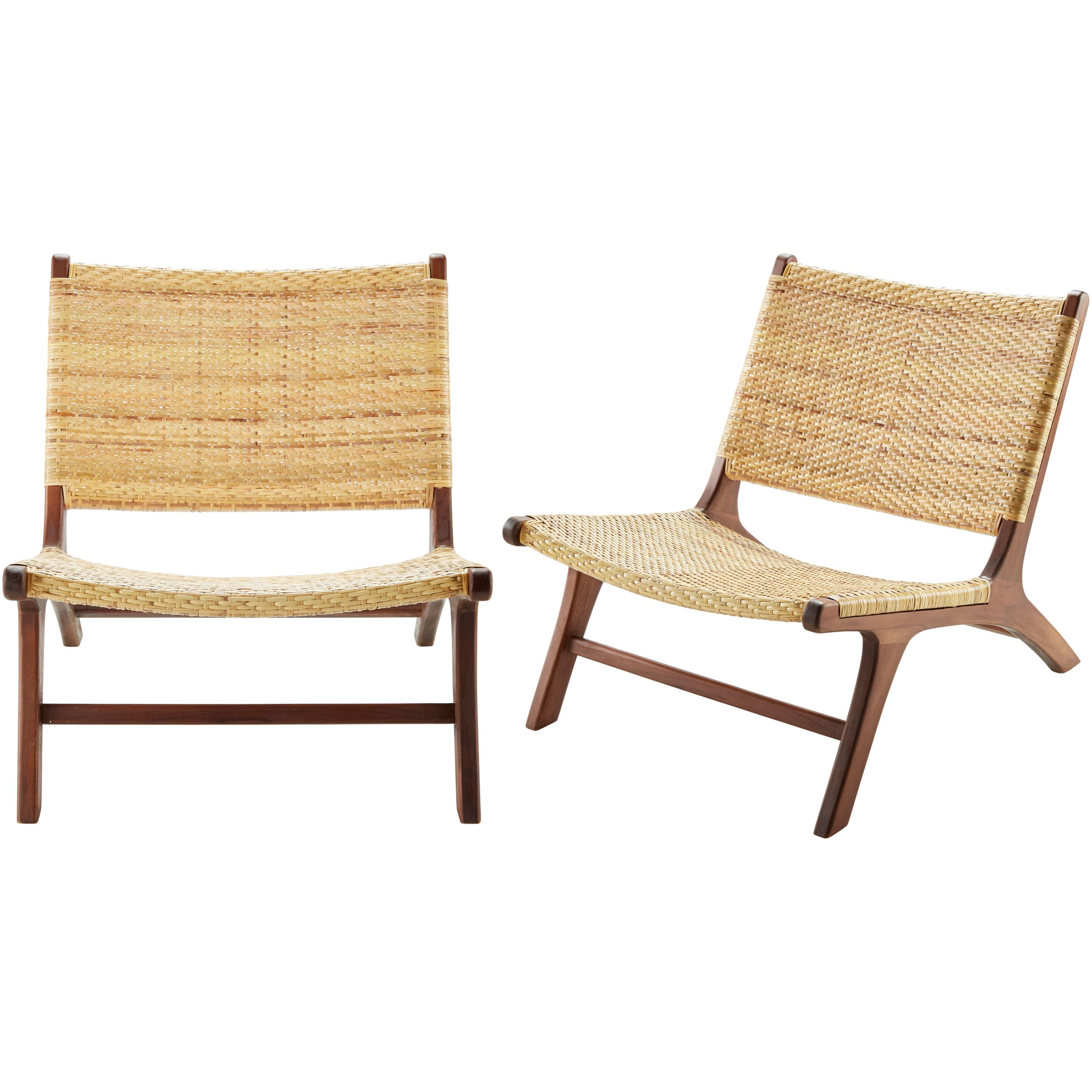 Surya Shisho Modern Wheat Back Rattan With Wood Legs Set of 2 Accent Chairs - Image 1