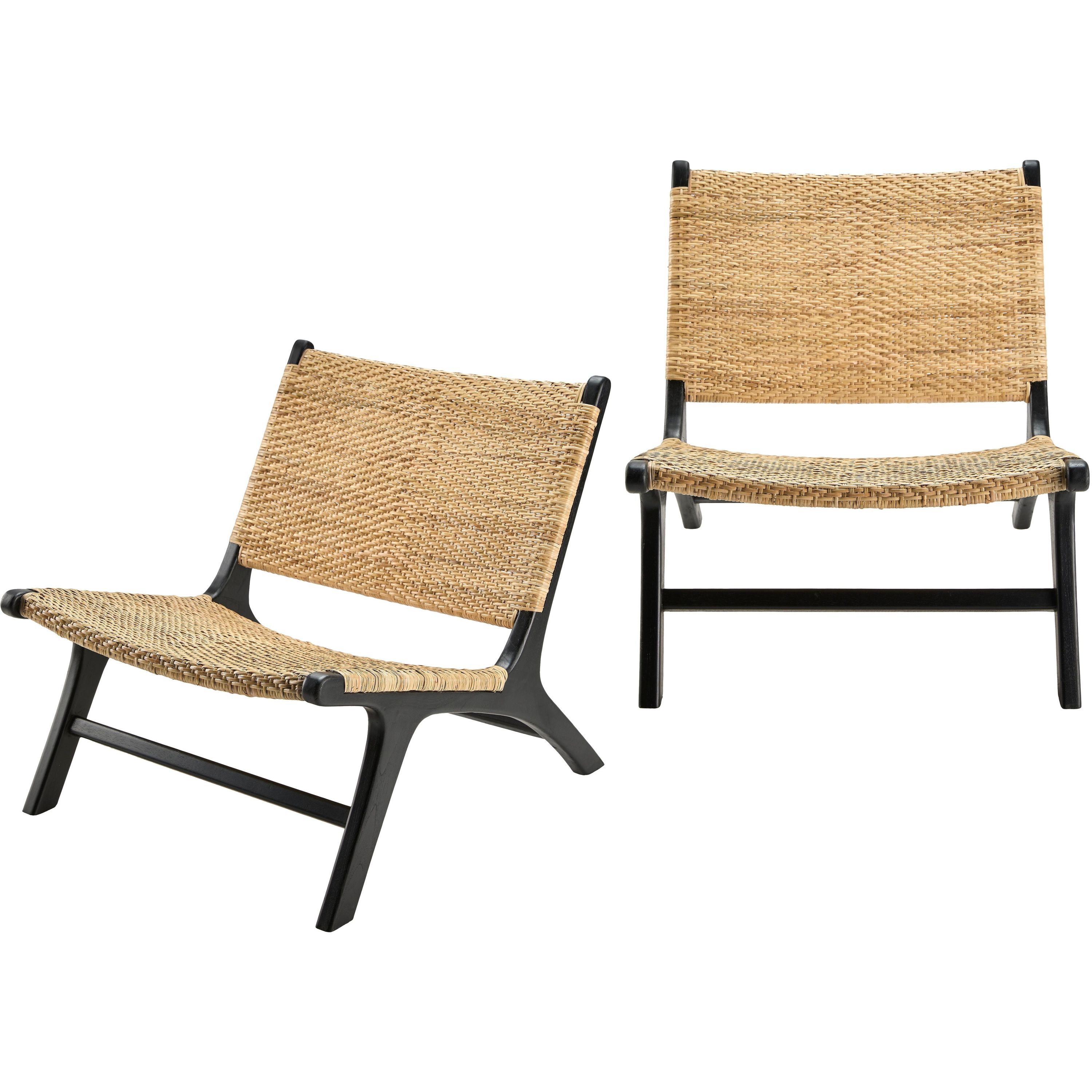 Surya Shisho Modern Wheat Back Rattan With Black Wood Legs Set of 2 Accent Chairs - Image 1