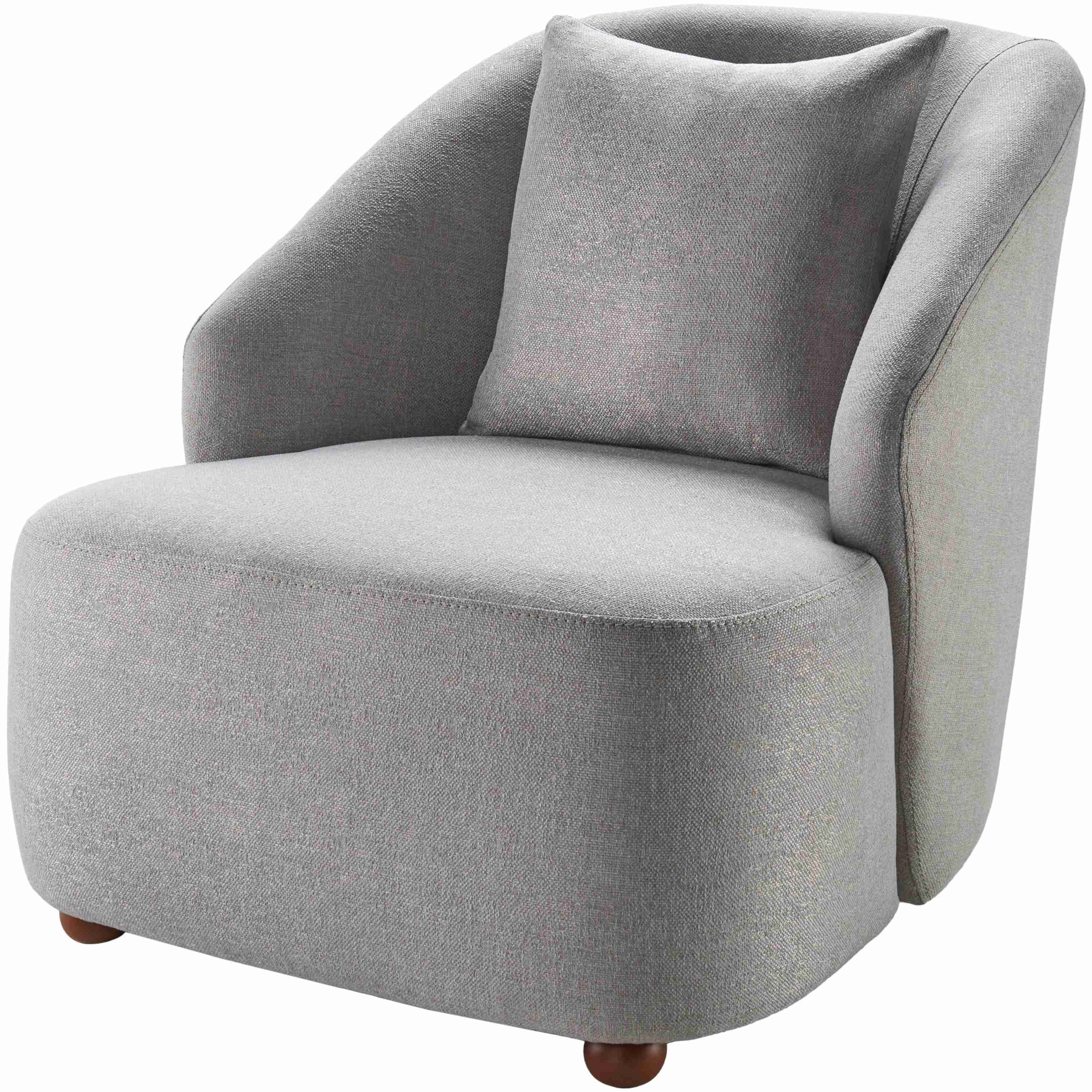 Surya Cates Modern Gray Velvet Accent Chair with Accent Pillow - Image 1