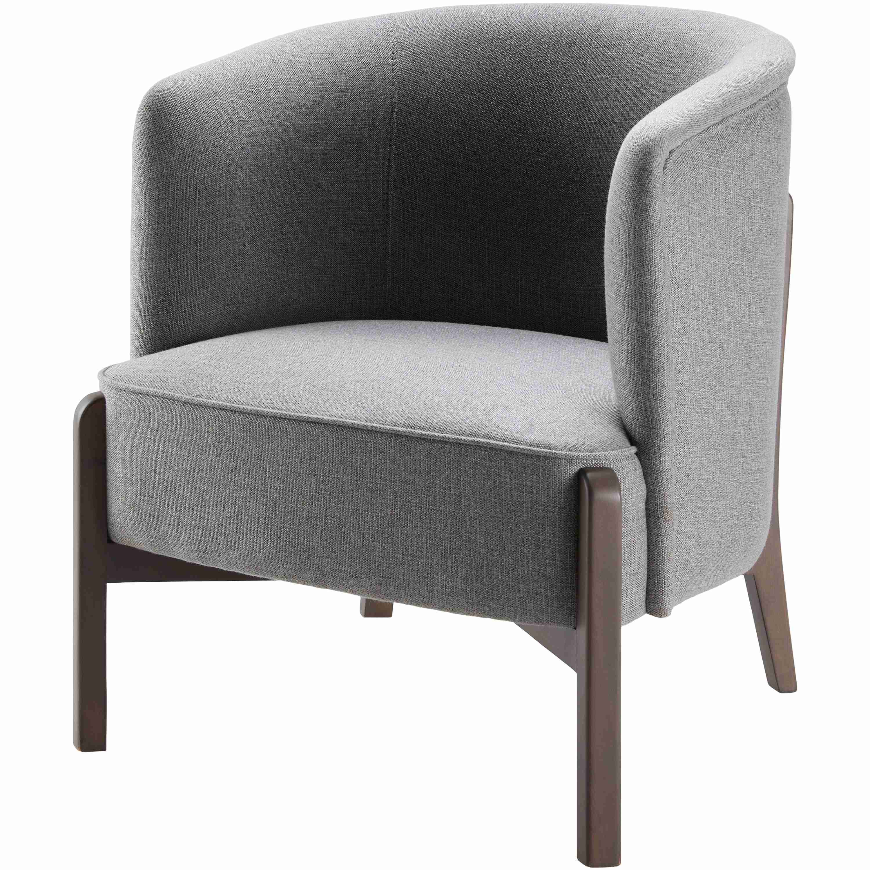 Surya Rayne Modern Gray Barrel Accent Chair with Wood Legs - Image 1