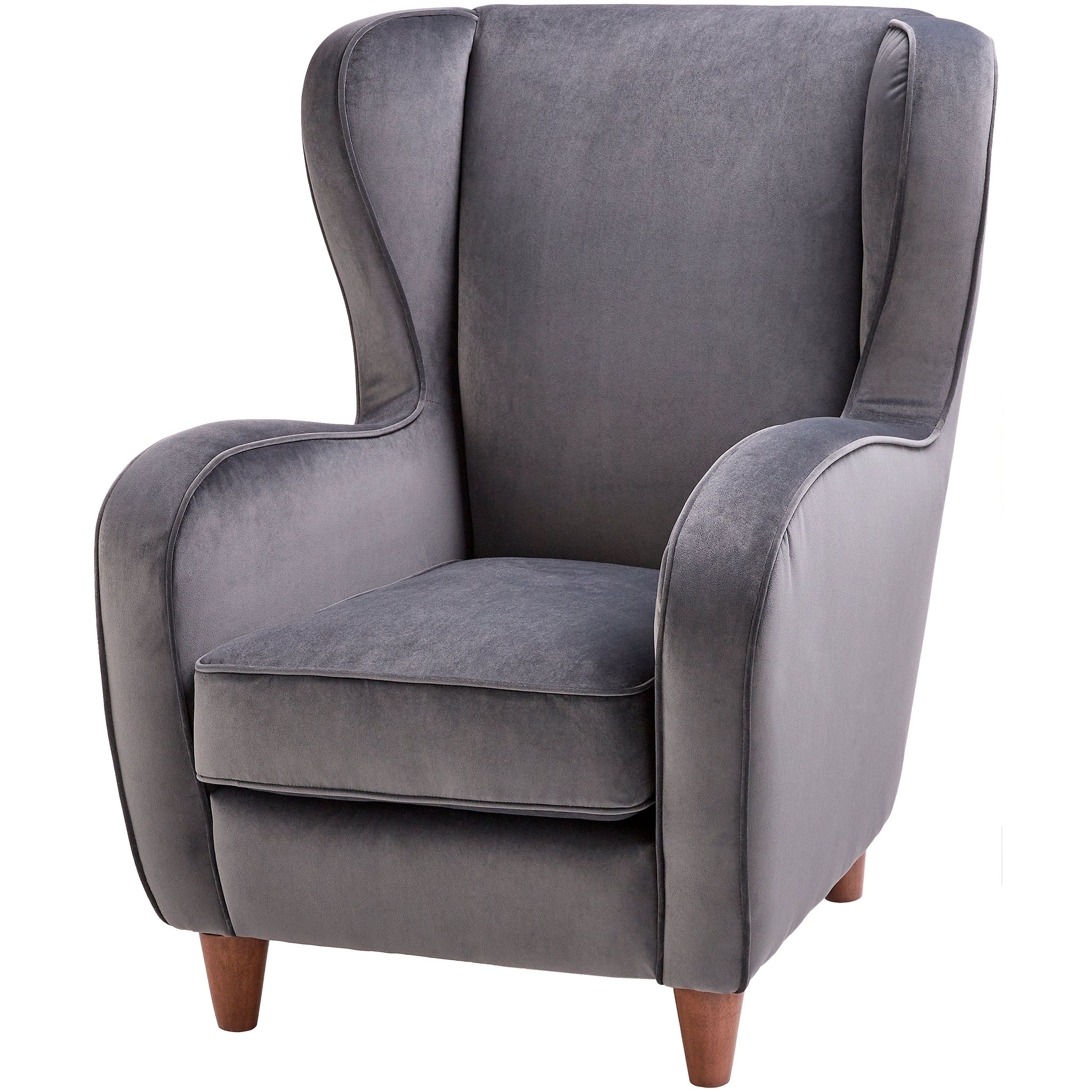 Surya Giulietta Modern Gray Velvet Wingback Accent Chair - Image 1