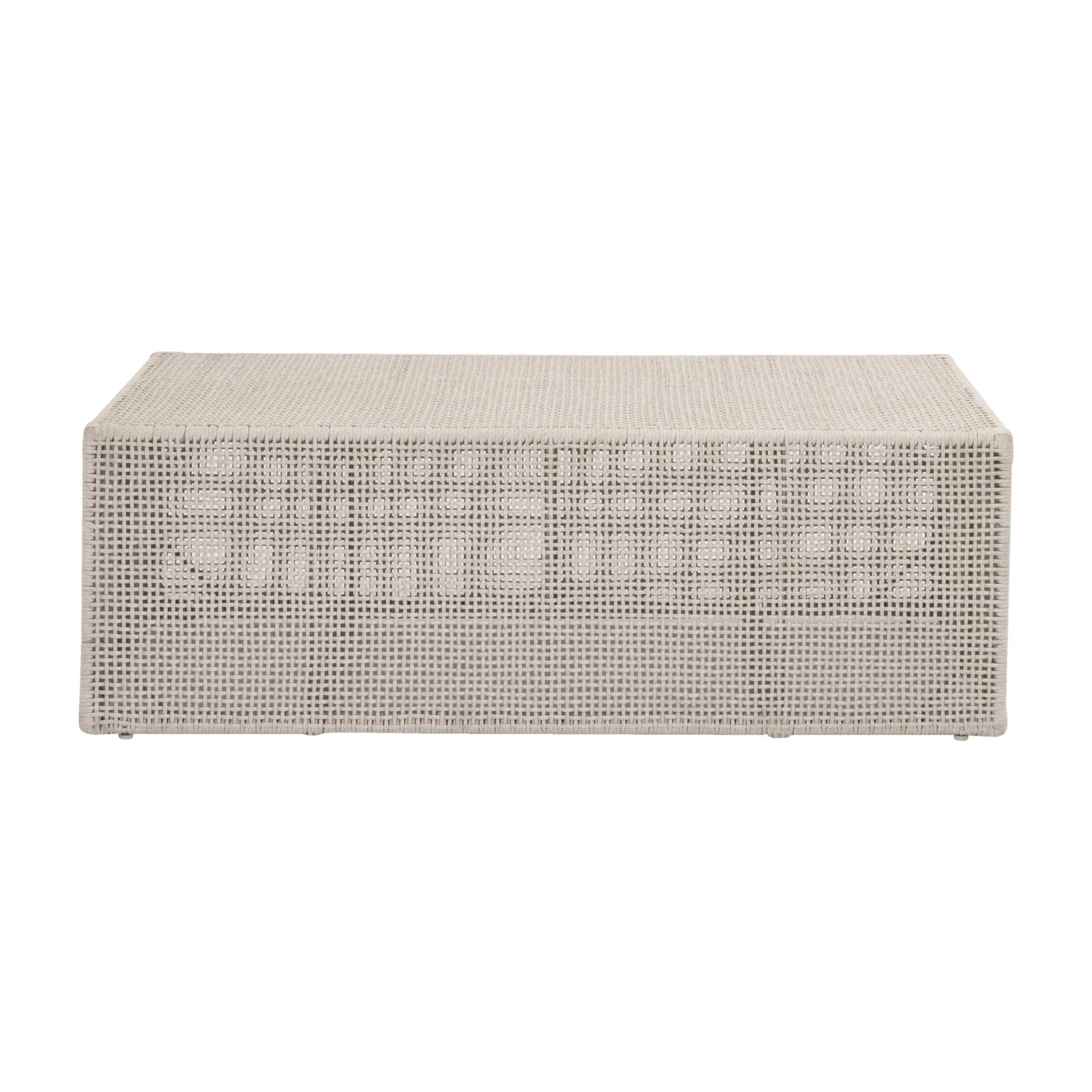 Essentials For Living Rhode Outdoor Coffee Table ~ Oat Flat Rope, Washed Ever Teak - Image 2