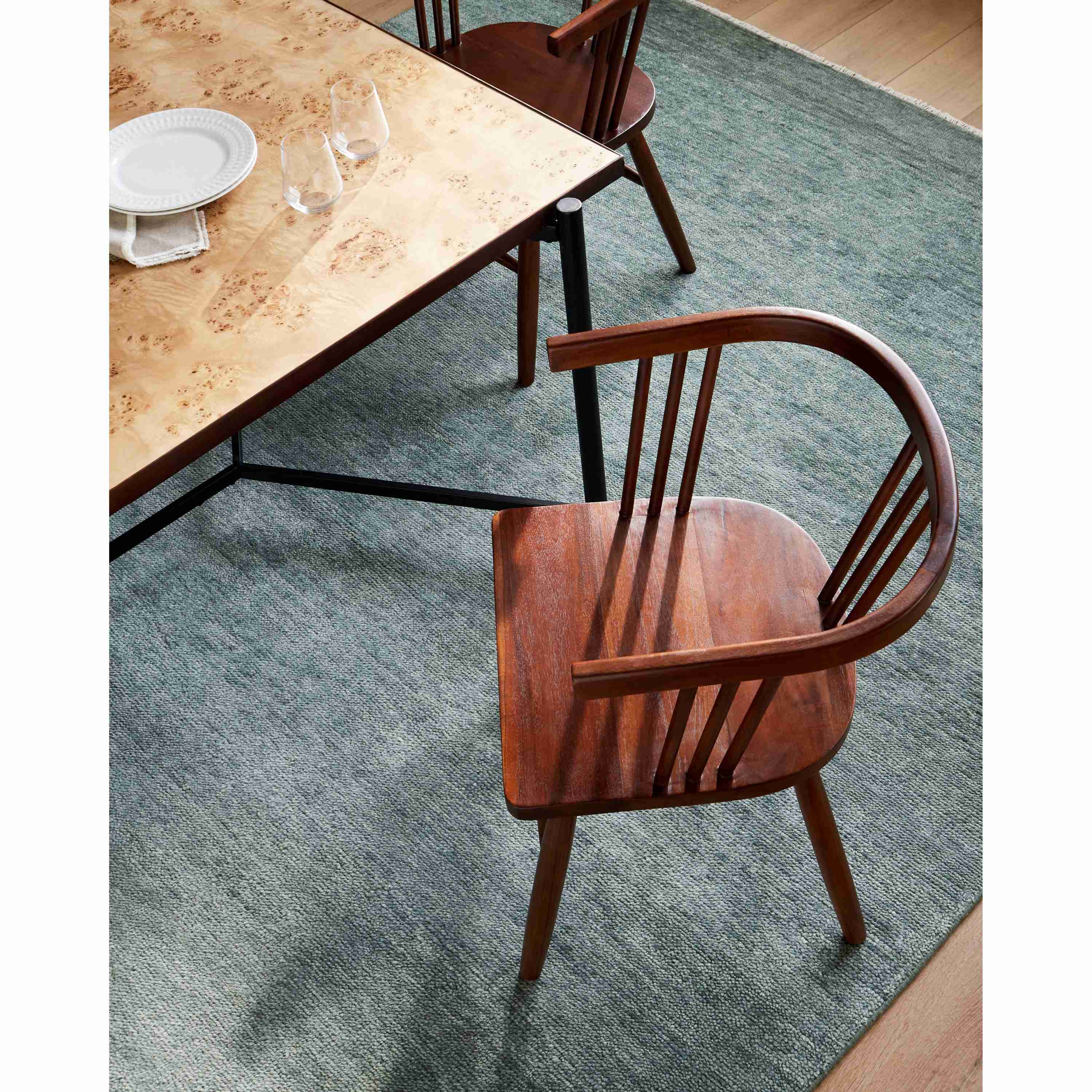 Surya Jilin Modern Dark Brown Curved Back Wood Set of 2 Dining Chairs - Image 2