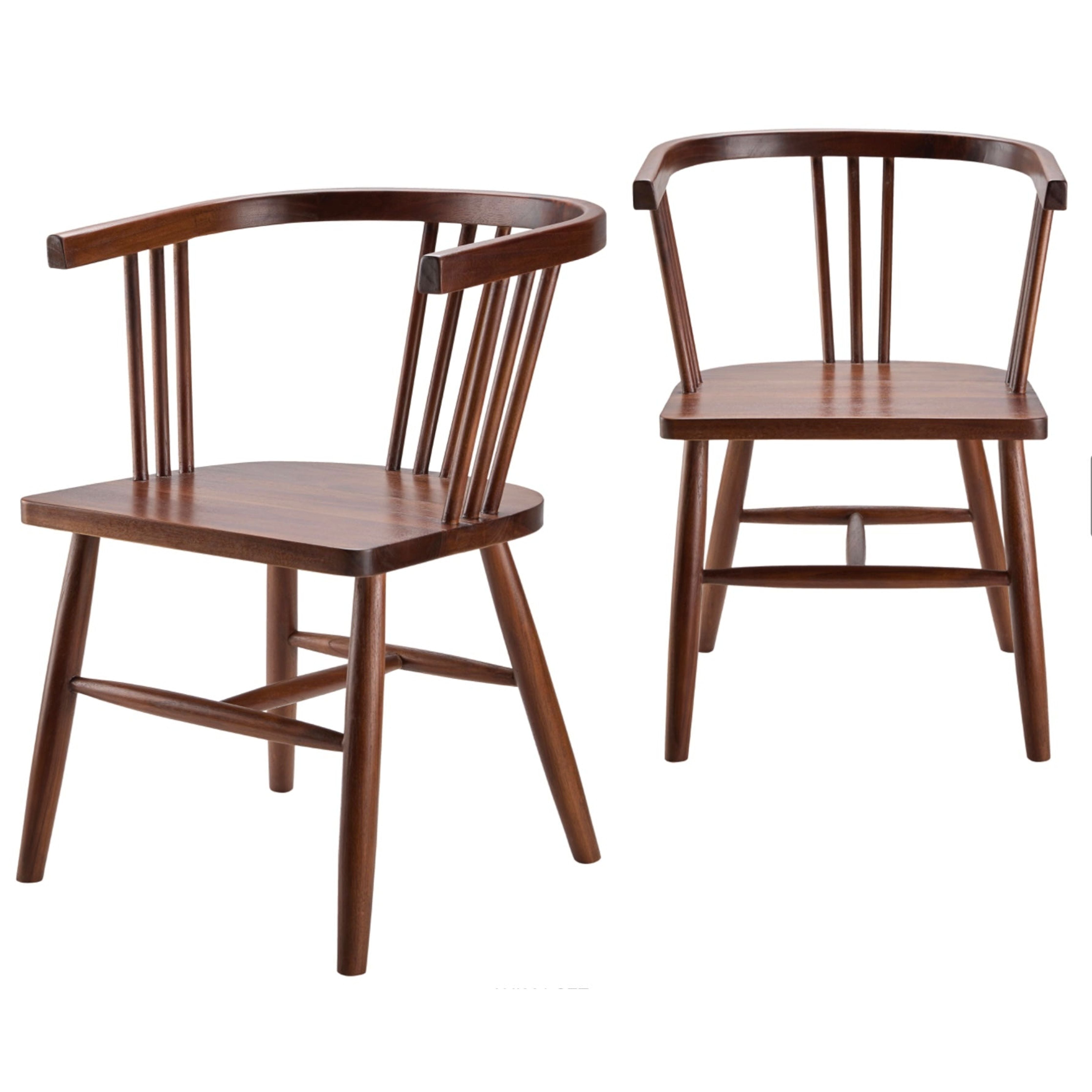 Surya Jilin Modern Dark Brown Curved Back Wood Set of 2 Dining Chairs - Image 1