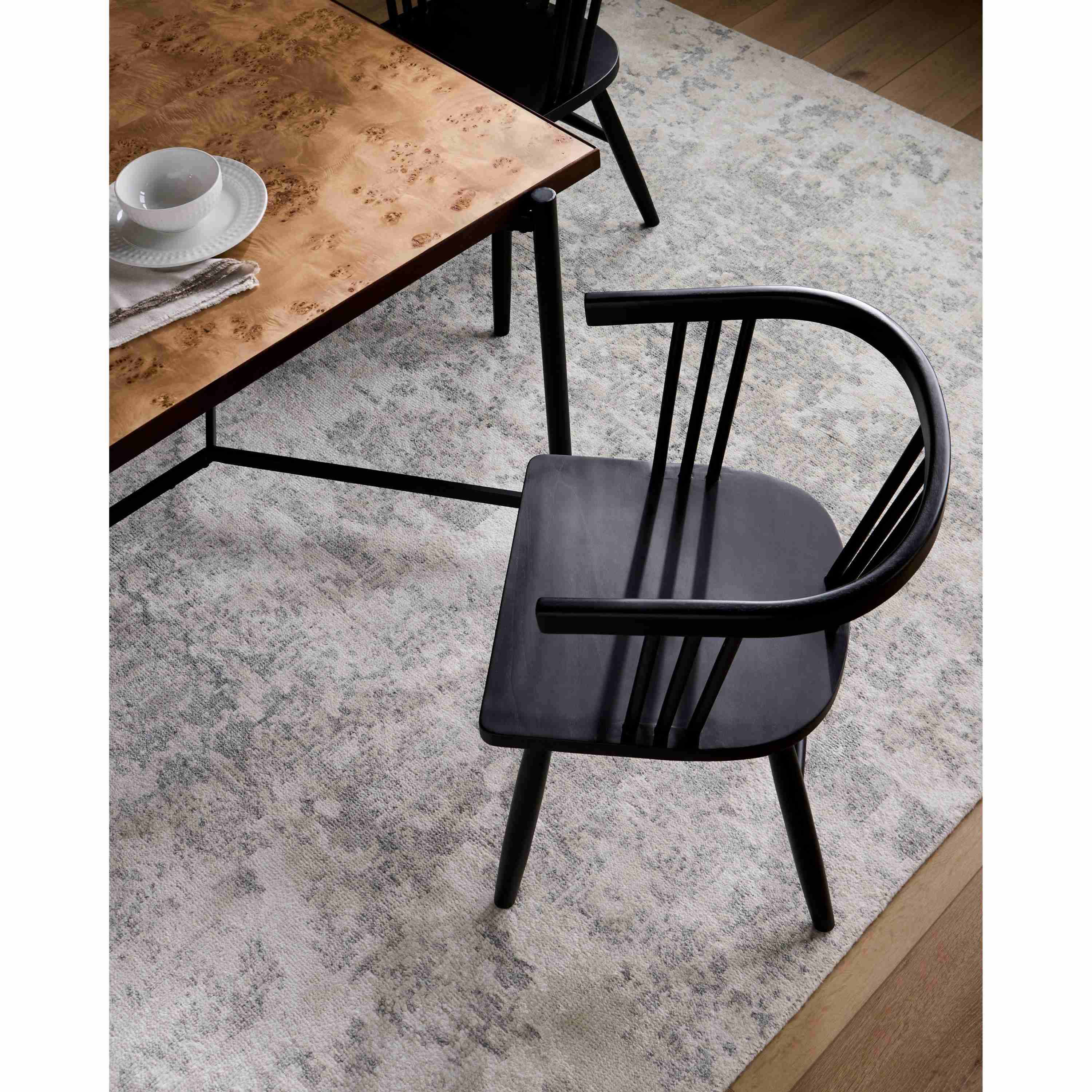 Surya Jilin Modern Black Curved Back Wood Set of 2 Dining Chairs - Image 3