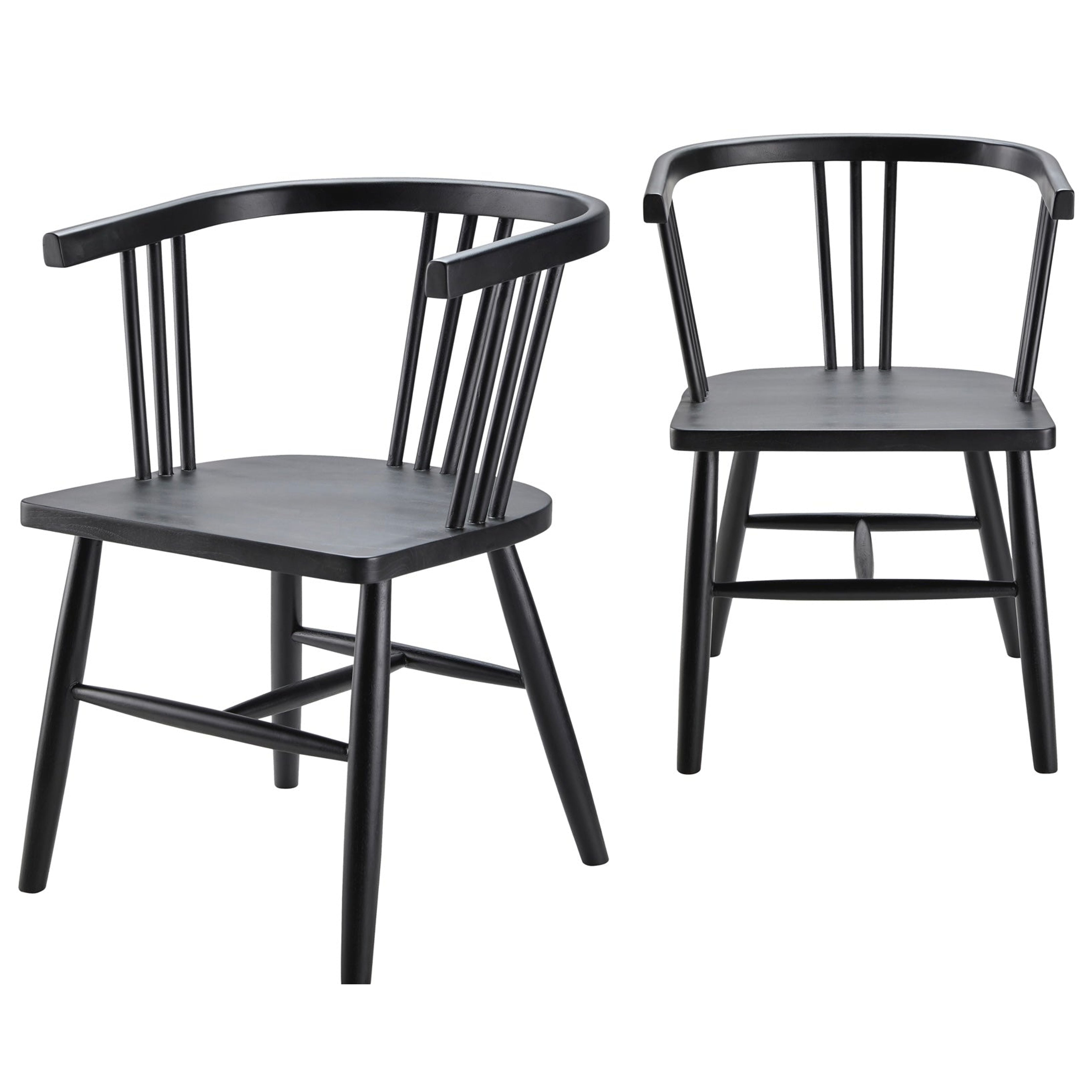Surya Jilin Modern Black Curved Back Wood Set of 2 Dining Chairs - Image 1