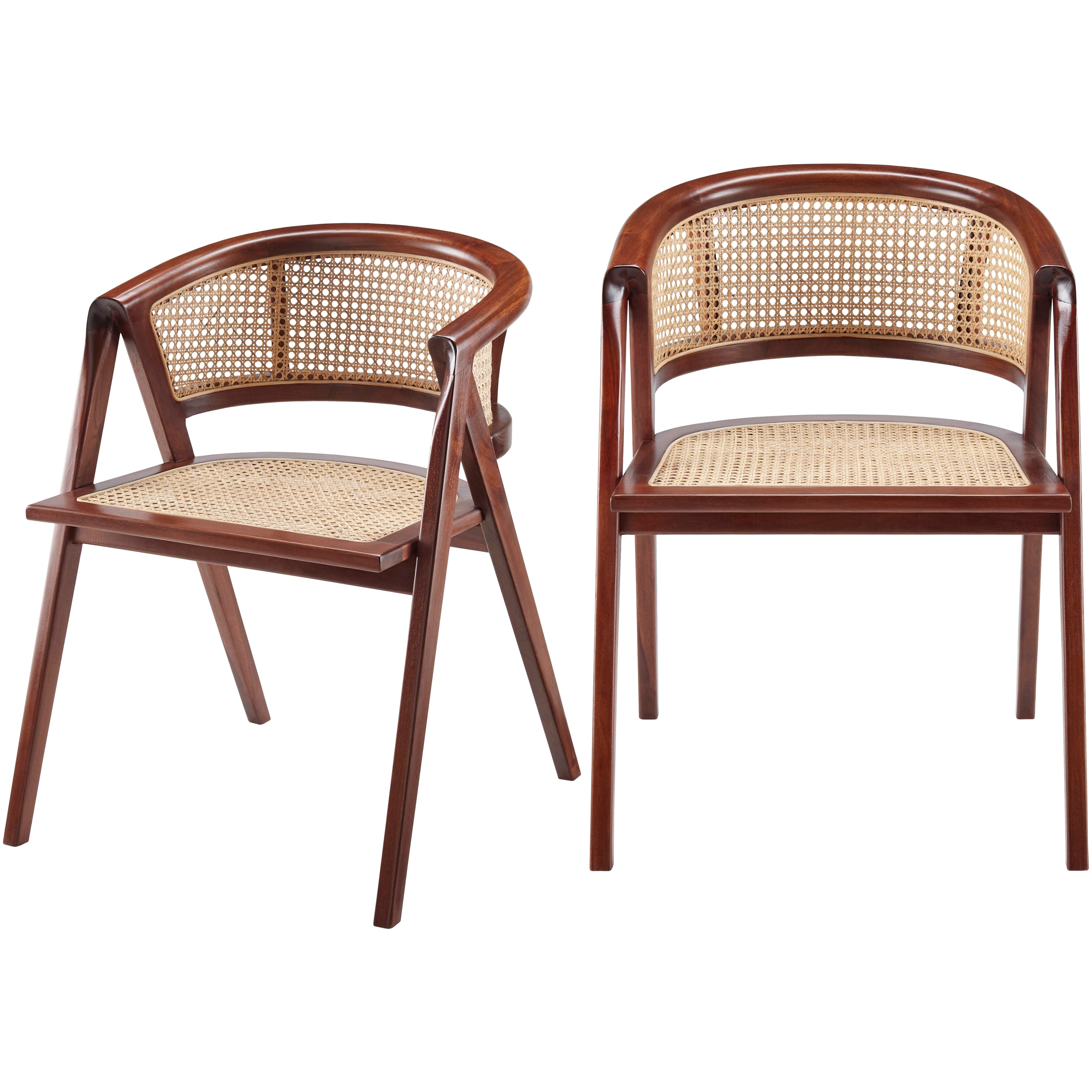 Surya Yulin Modern Wheat Back Rattan with Wood Set of 2 Dining Chairs - Image 1