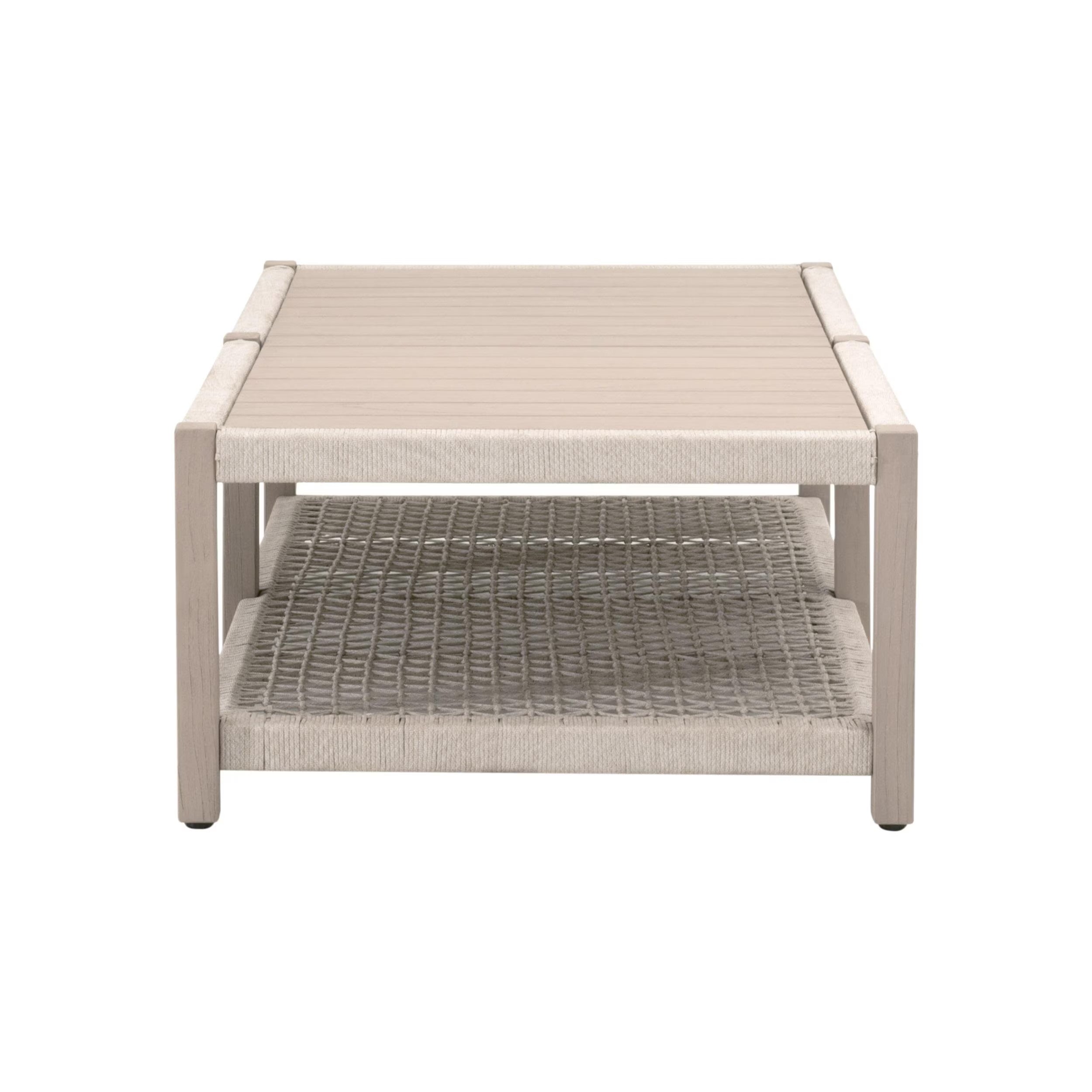 Essentials For Living Wrap Outdoor Coffee Table ~ Oat Flat Rope, Washed Ever Teak - Image 3