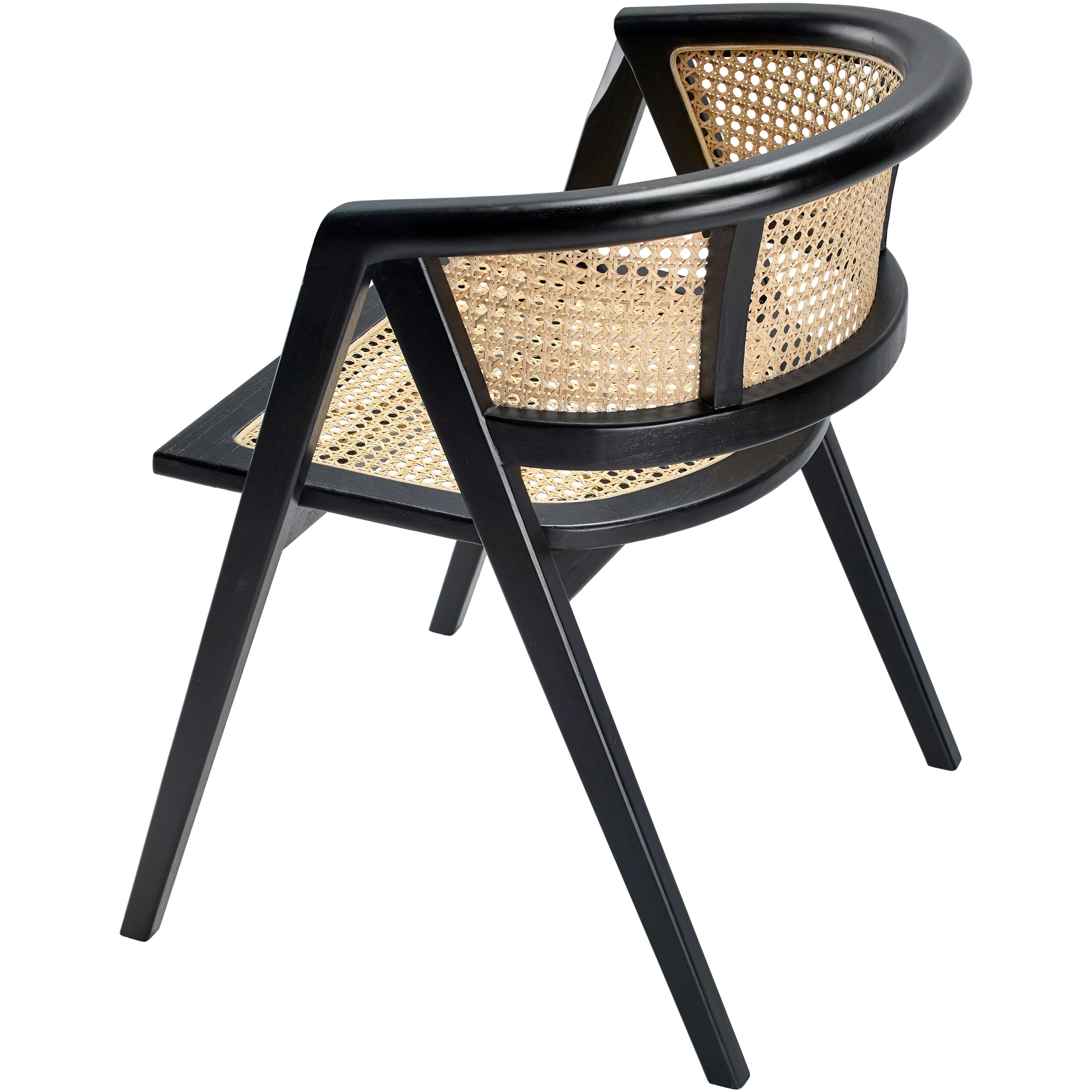 Surya Yulin Modern Wheat Back Rattan with Black Wood Set of 2 Dining Chairs - Image 3