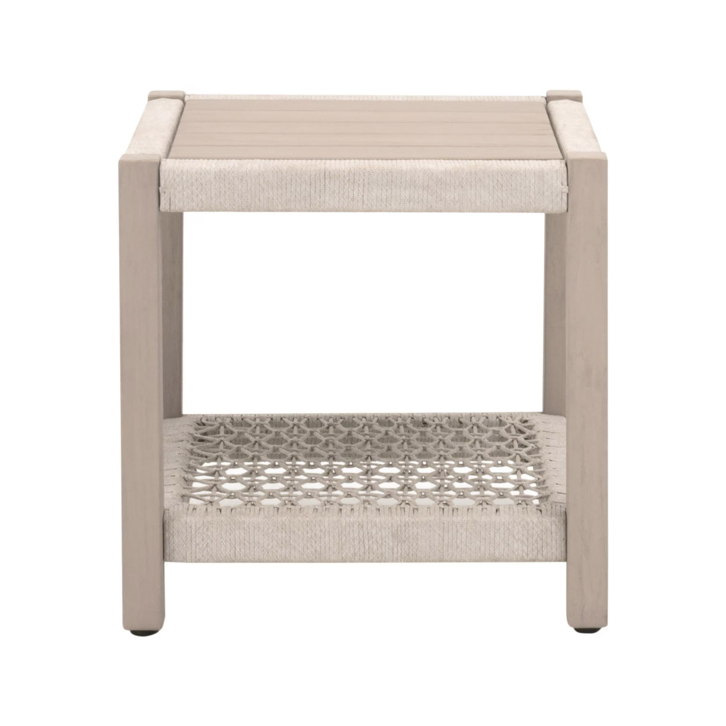 Essentials For Living Wrap Outdoor End Table ~ Oat Flat Rope, Washed Ever Teak - Image 3