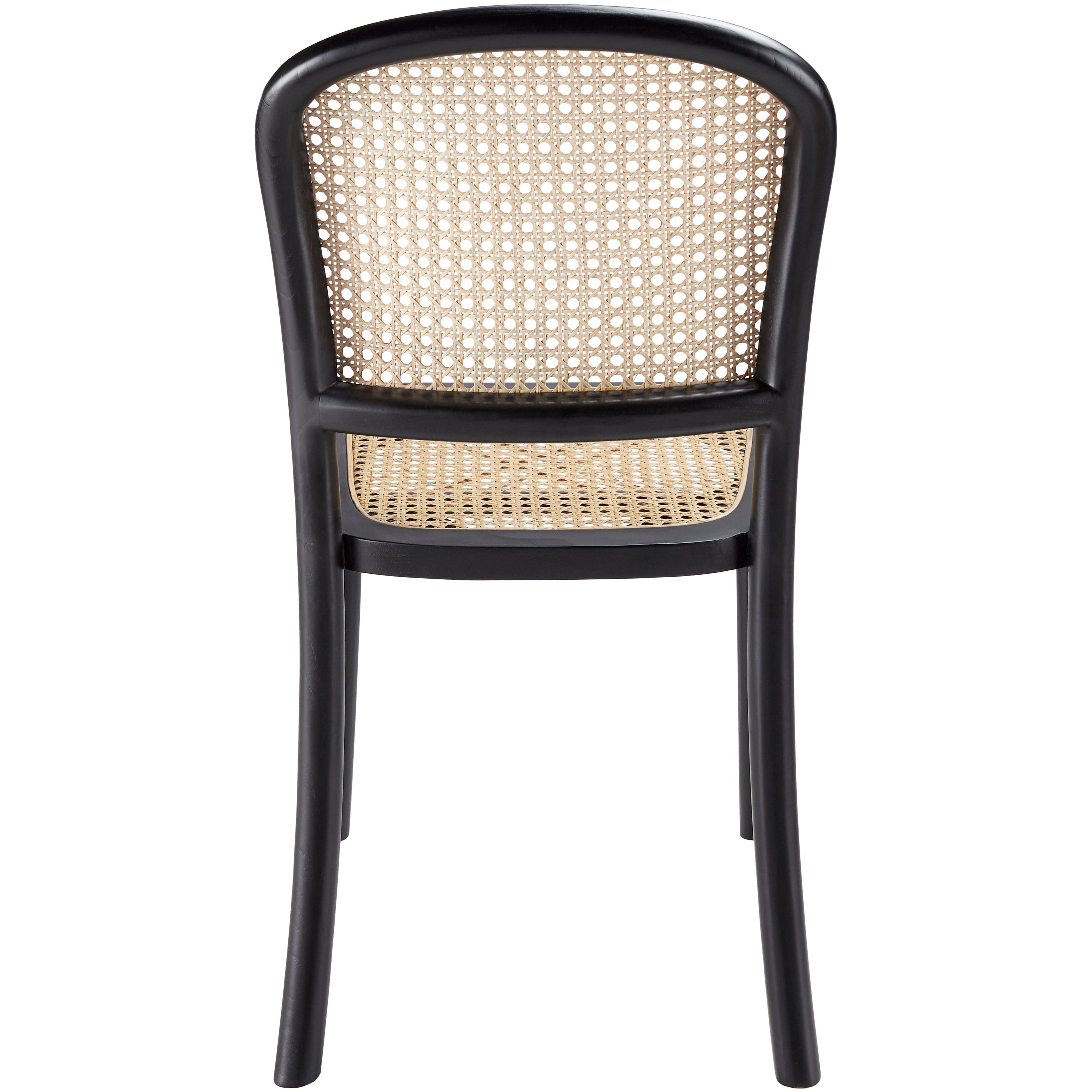 Surya Yumen Modern Wheat Back Rattan with Black Wood Set of 2 Dining Chairs - Image 2