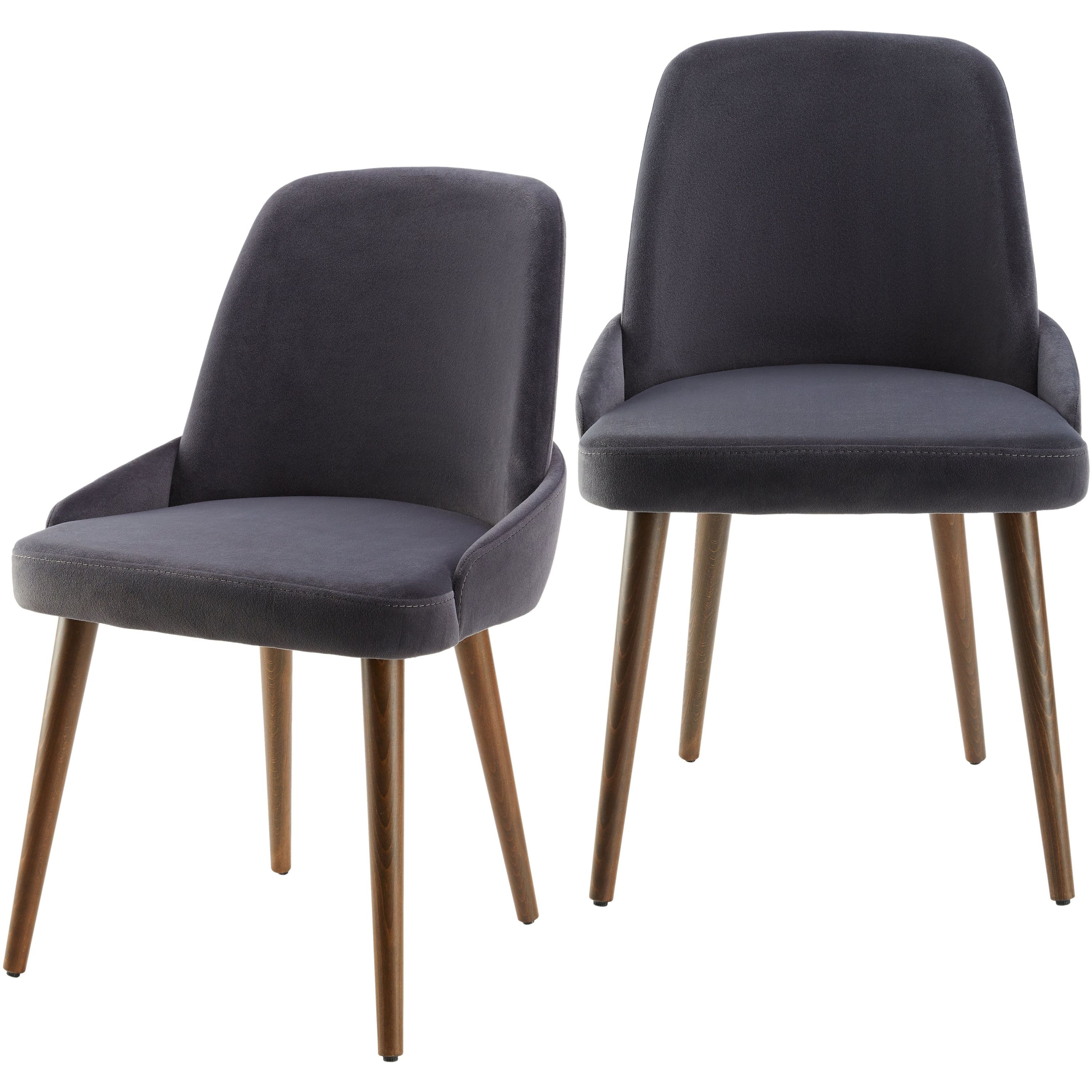 Surya Peregrine Modern Black Faux Suede Set of 2 Dining Chairs - Image 1
