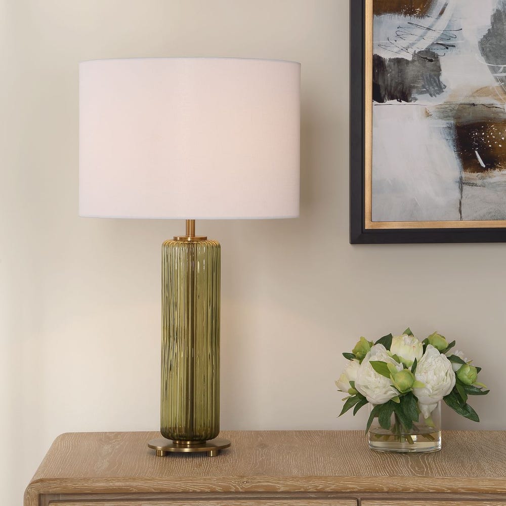 Casa Bella Living Olive Green Transparent Glass Table Lamp - Image 2