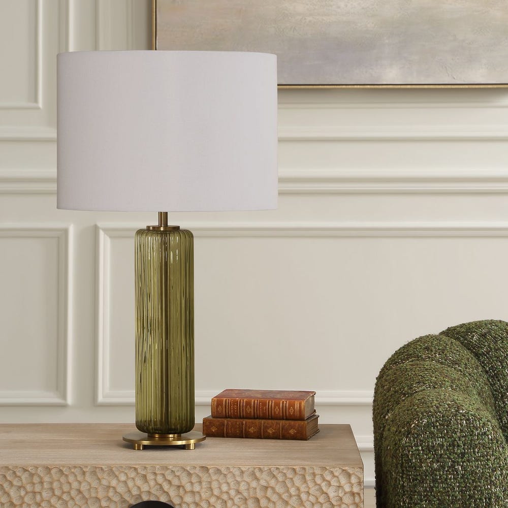 Casa Bella Living Olive Green Transparent Glass Table Lamp - Image 3