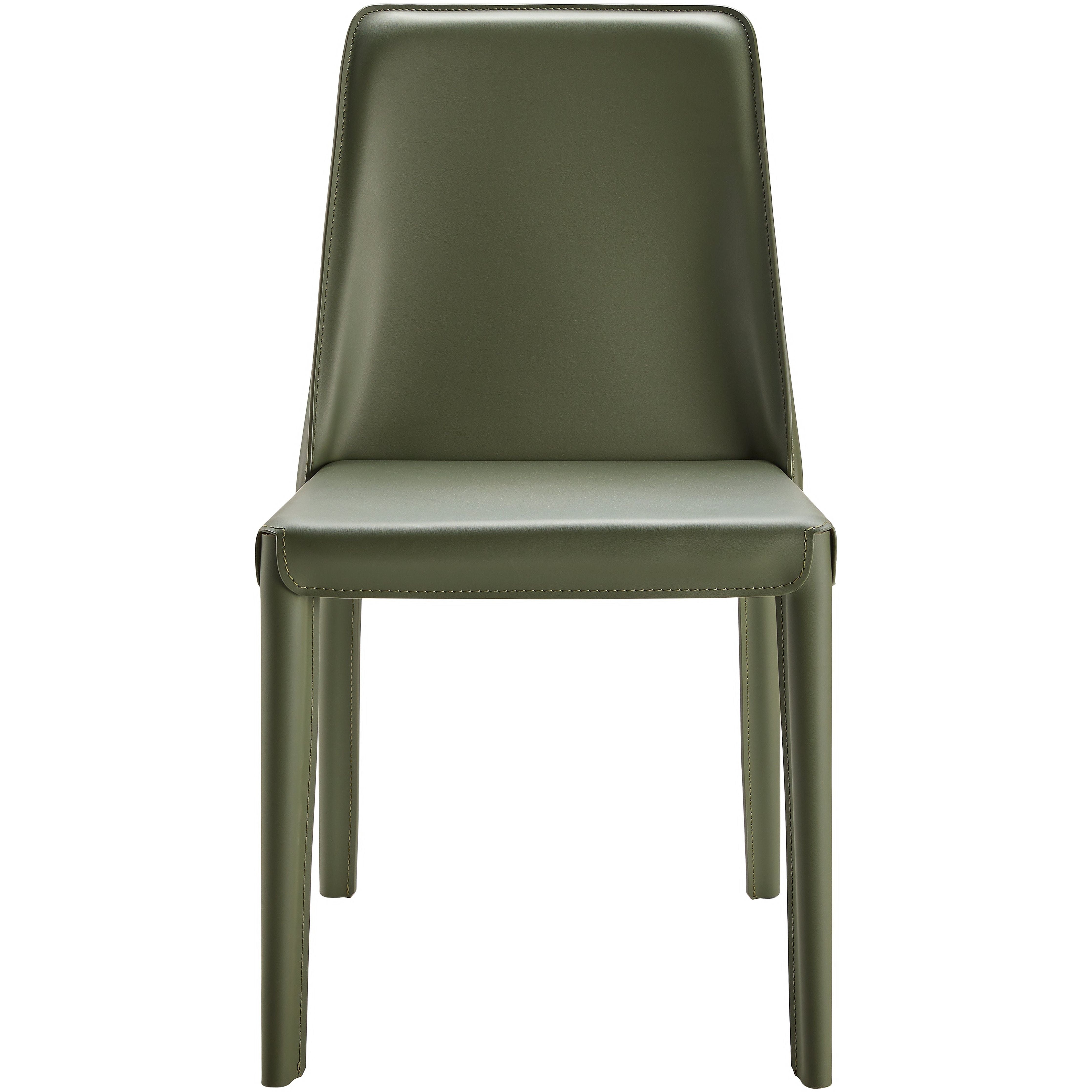 Surya Rosy Modern Dark Olive Green Faux Leather Set of 2 Dining Chairs - Image 3