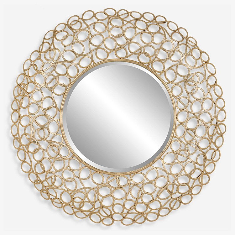 Uttermost Swirl Gold Leaf Iron Round Mirror - Image 2