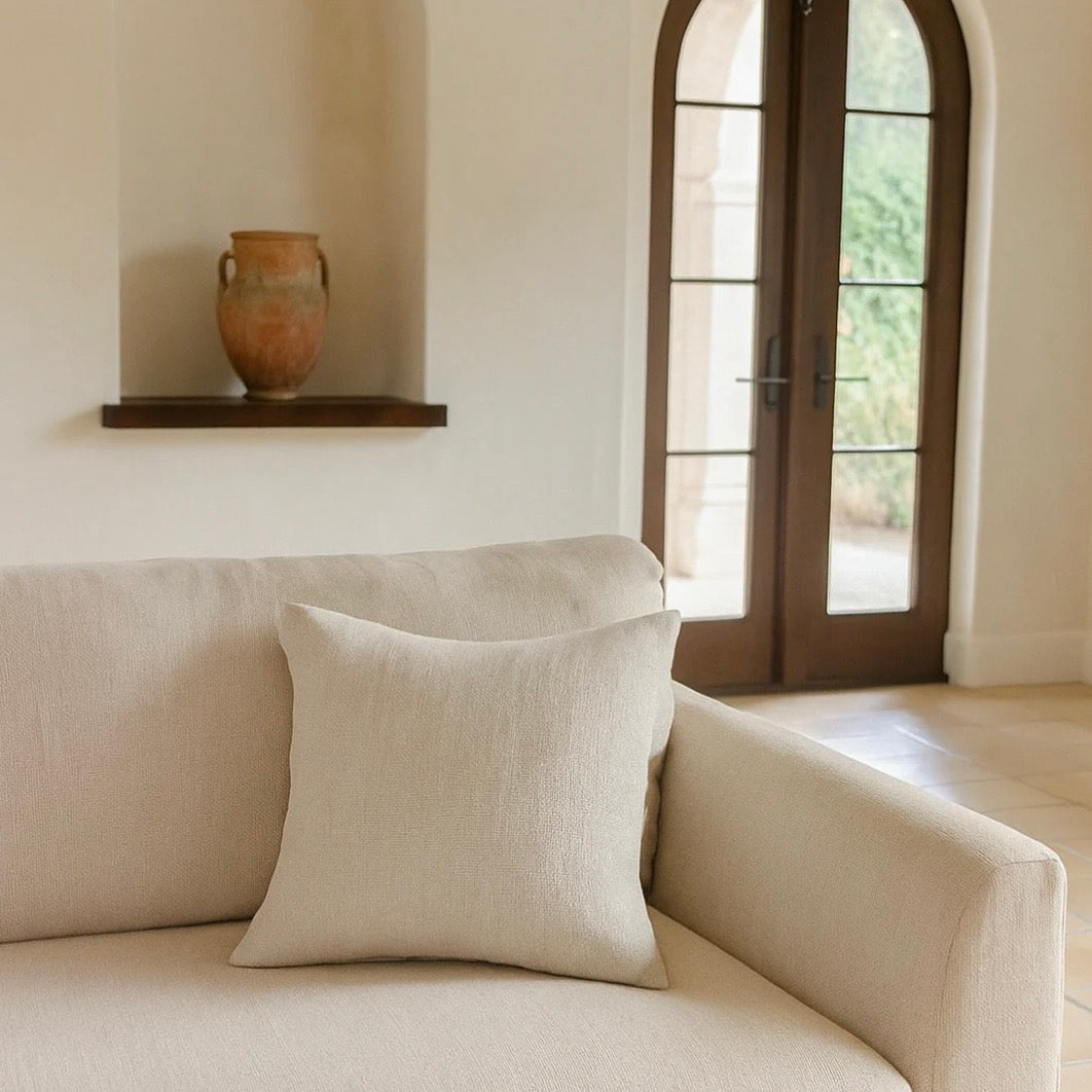 Anaya Home So Soft Linen Natural Beige Pillow 20x20 With Down Insert ~ DREAMY BEDDING SALE ~ Limited Quantity - Image 1