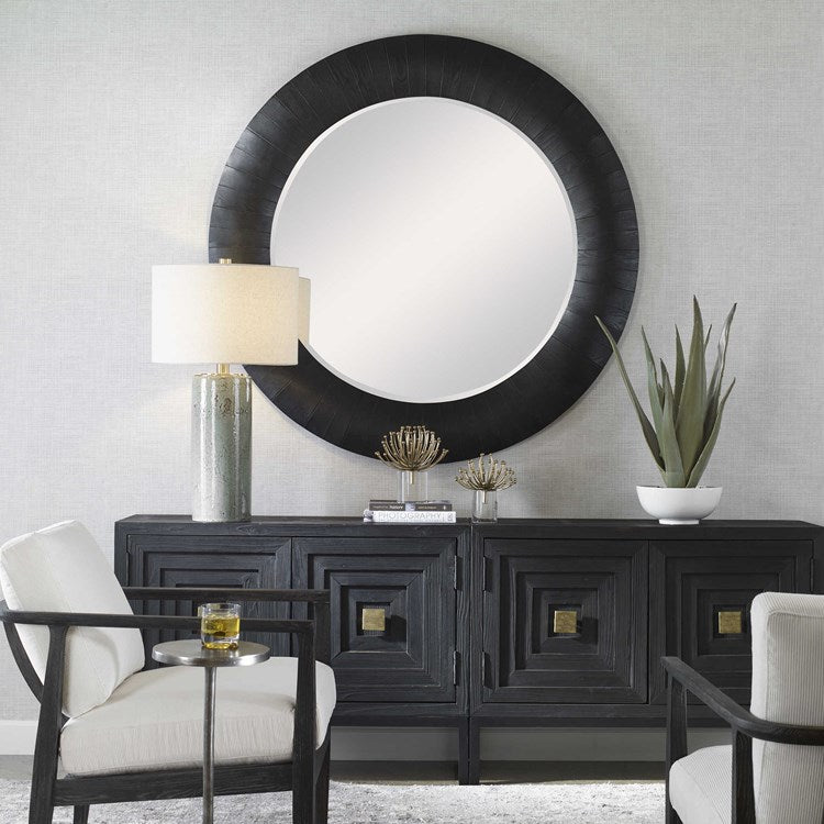 Uttermost Stockade Dark Expresso Wood Round Mirror - Image 2