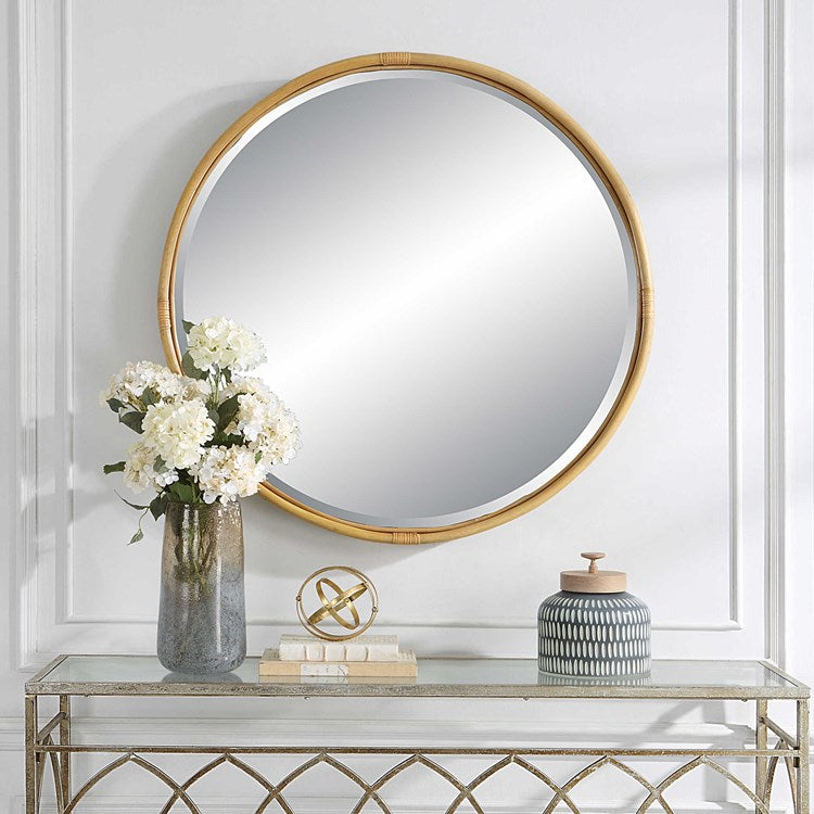 Uttermost Drift Away Natural Rattan Round Mirror - Image 1