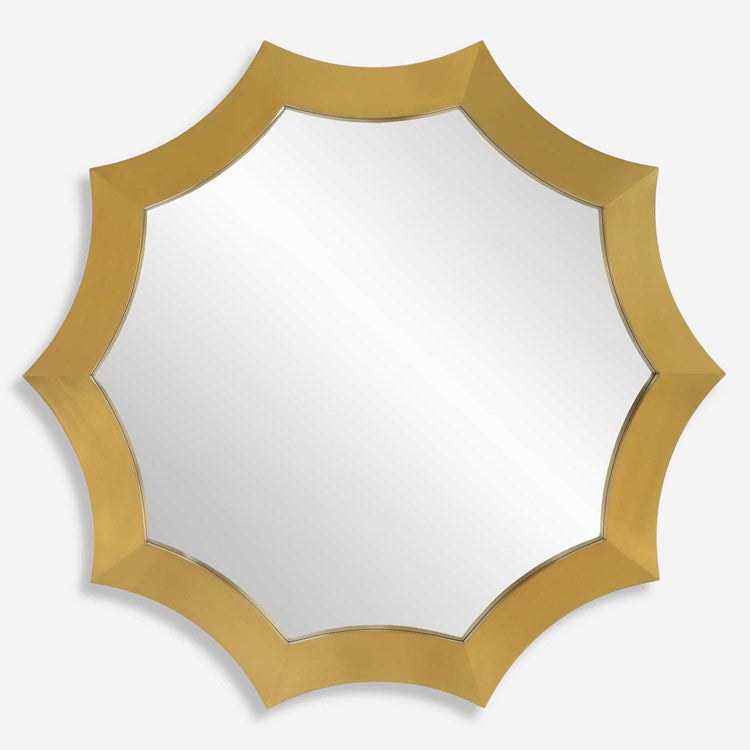 Uttermost Flare Brushed Brass Round Mirror - Image 3