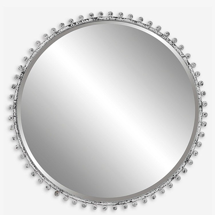 Uttermost Tara Aged White Round Mirror - Image 2