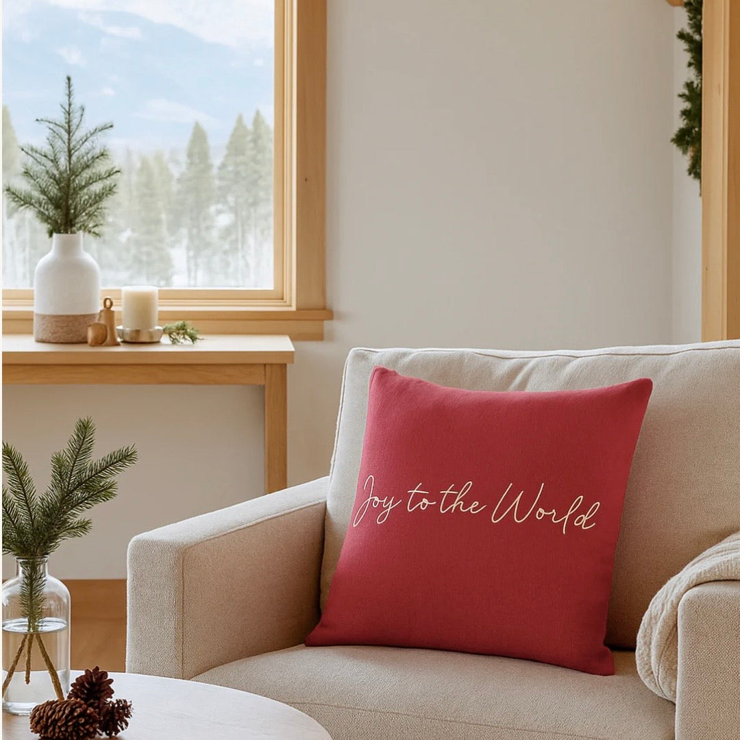 Anaya Home Joy To The World Res Linen 20 x 20 Holiday Pillow - Image 2