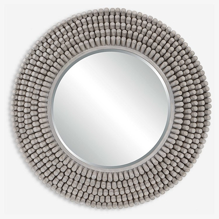Uttermost Portside Fir Wood Gray Driftwood Finish Round Mirror - Image 2