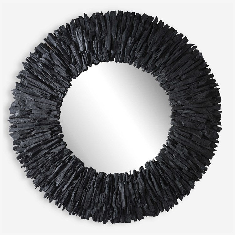 Uttermost Teak Branch Black Round Mirror - Image 2