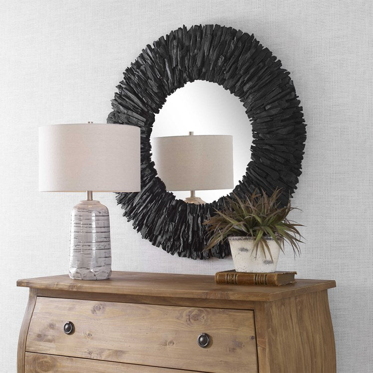 Uttermost Teak Branch Black Round Mirror - Image 3