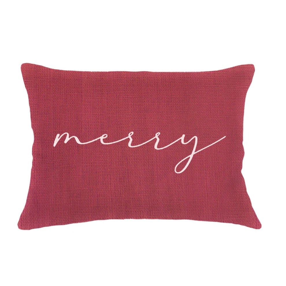 Anaya Home Merry Red Linen 14 x 20 Holiday Pillow - Image 3