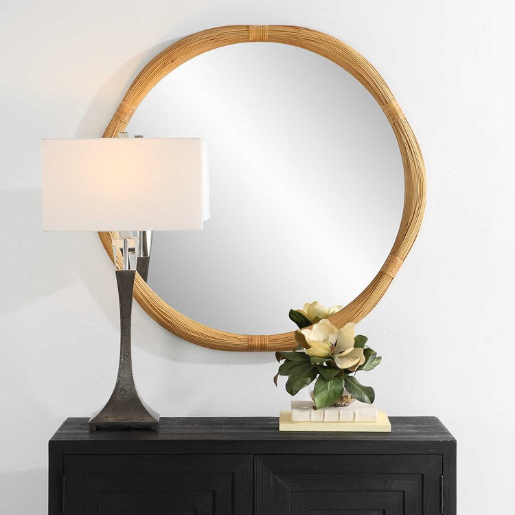Uttermost Salina Bamboo Rattan Round Mirror - Image 1
