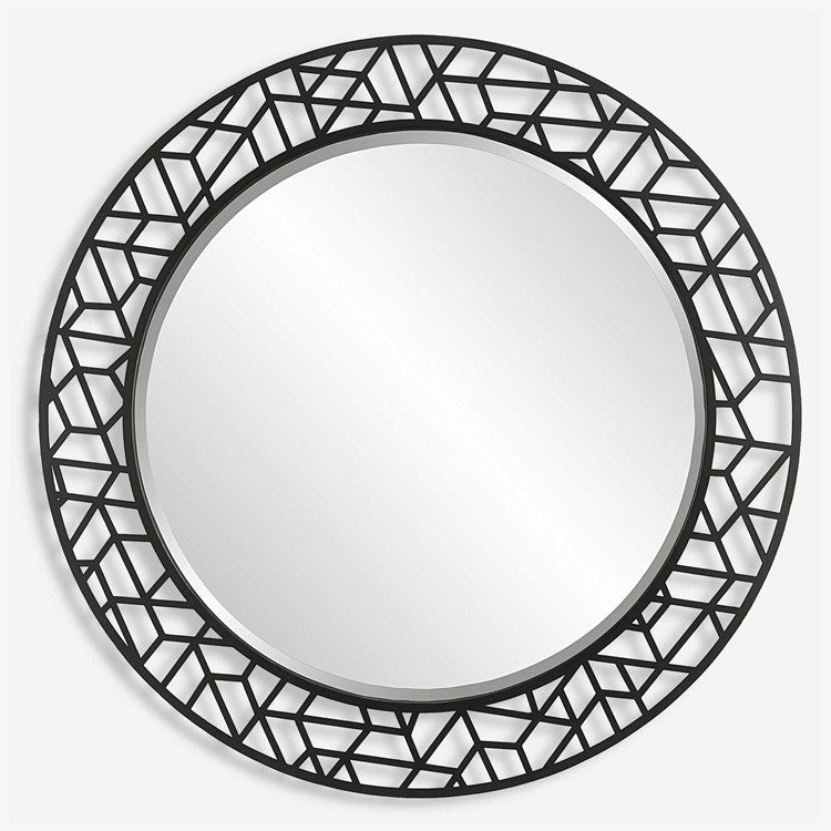 Uttermost Mosiac Black Round Mirror - Image 2