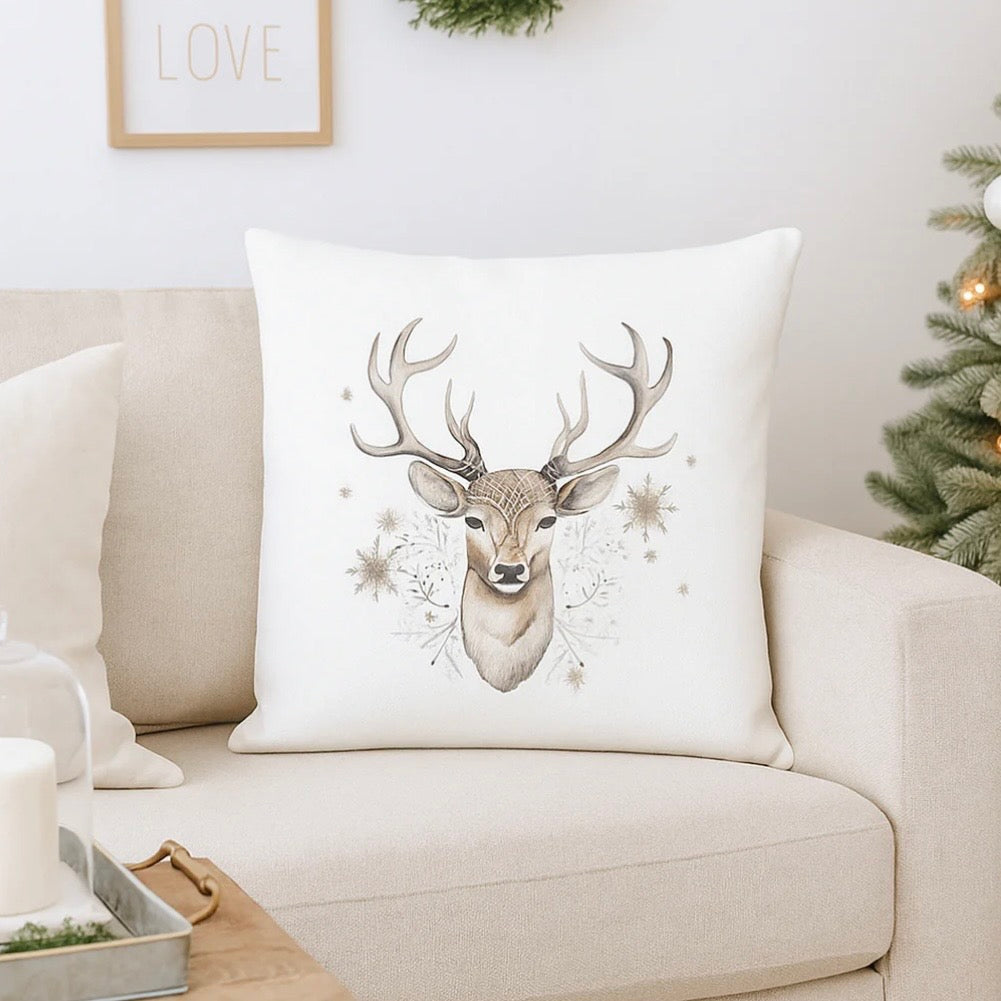Anaya Home Festive Reindeer Velvet Holiday Pillow ~ 20 X 20